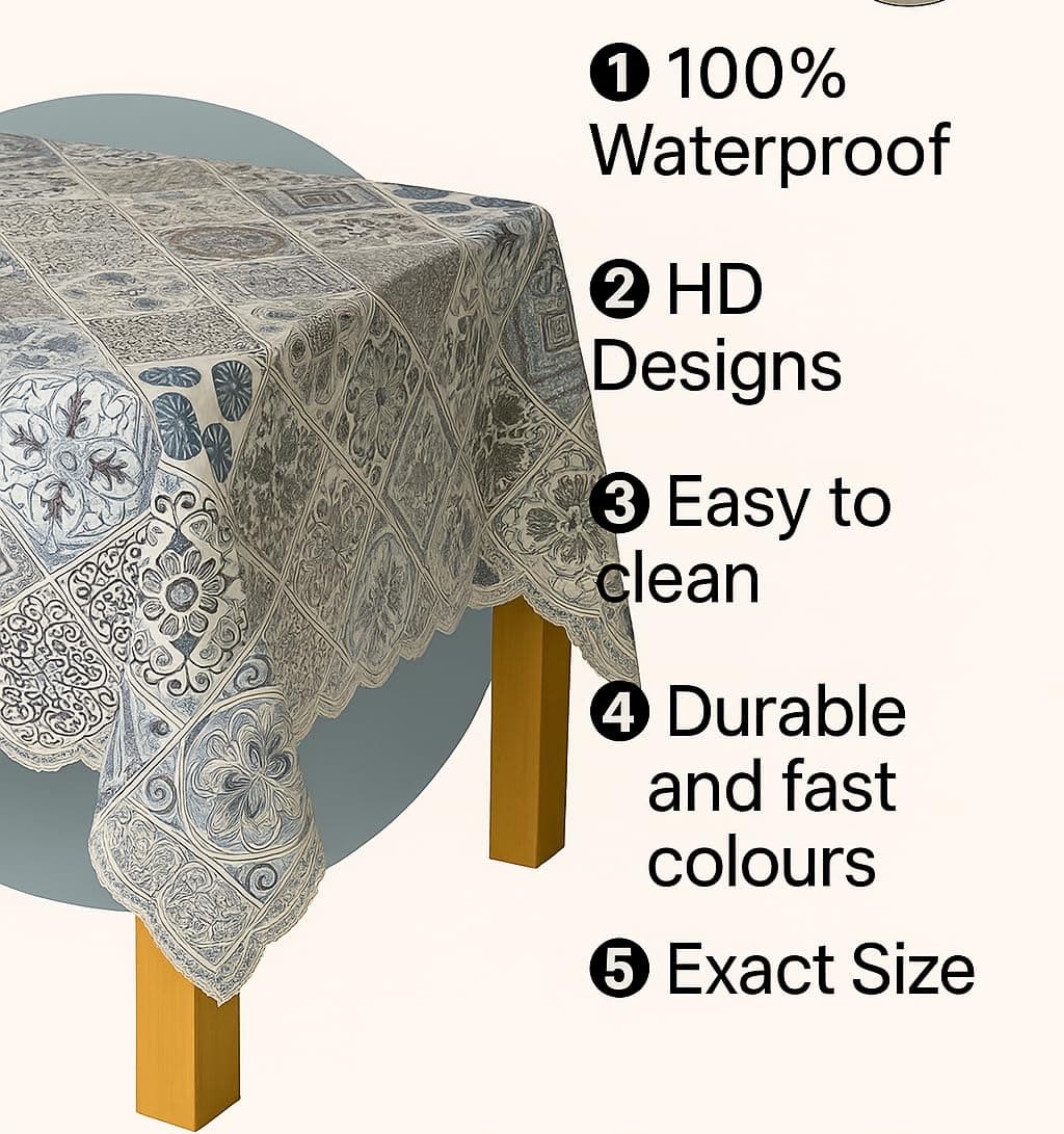 Homerz Premium Designer PVC Table Cover, Waterproof and Durable Table Cover Shelf Liners