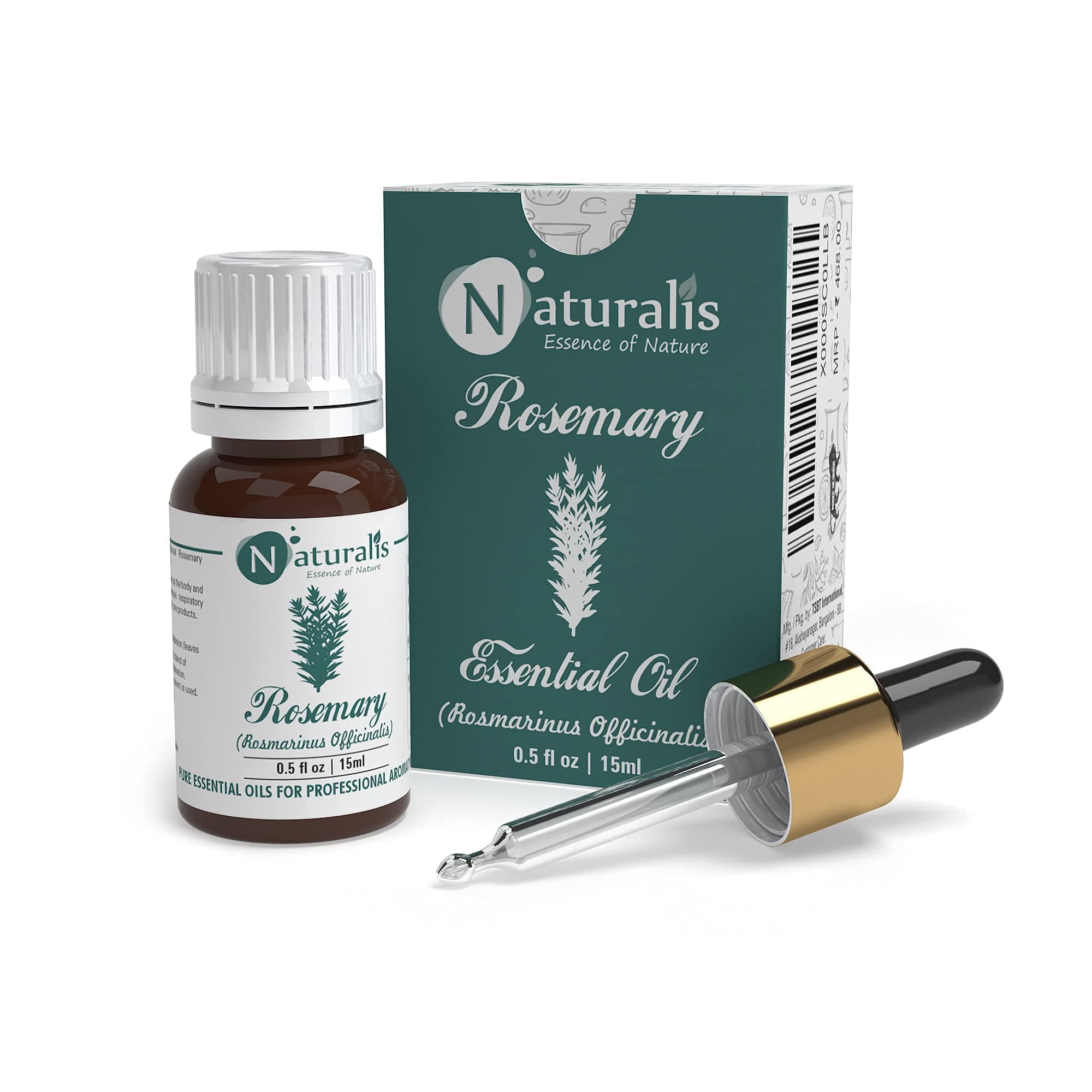Naturalis Rosemary Hair Oil - Pure Rosemary Essential Oil for Hair Growth, Skin Care, Muscle & Joint Relief, Anti-Dandruff, Natural Hair Conditioner, Therapeutic Grade - 15ml