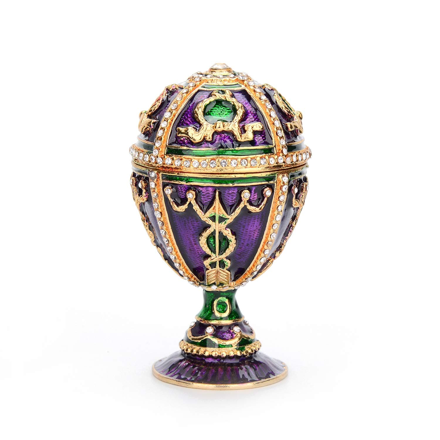 QIFU Faberge Egg Style Hand Painted Trinket Box with Hinged, Classic Ornaments to Store Jewelry, Unique Easter Day Gift