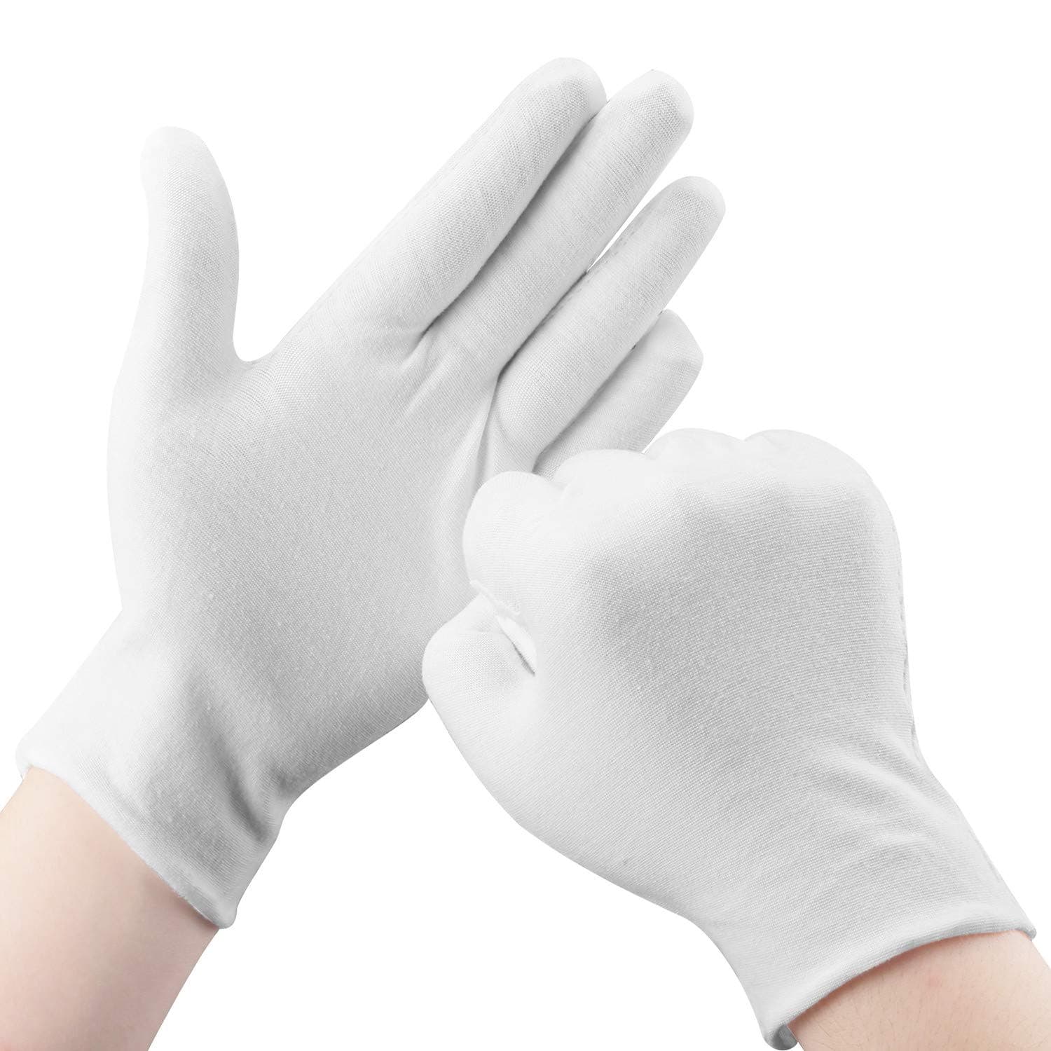 SLWJAXGT OKAM Cotton Gloves, 30 Pcs White Cotton Gloves for Dry Hands Moisturizing Eczema, Shrink Resistant Cotton Gloves for Men and Women, Stretchable Cloth Gloves for Coin Jewelry Silver Inspectio