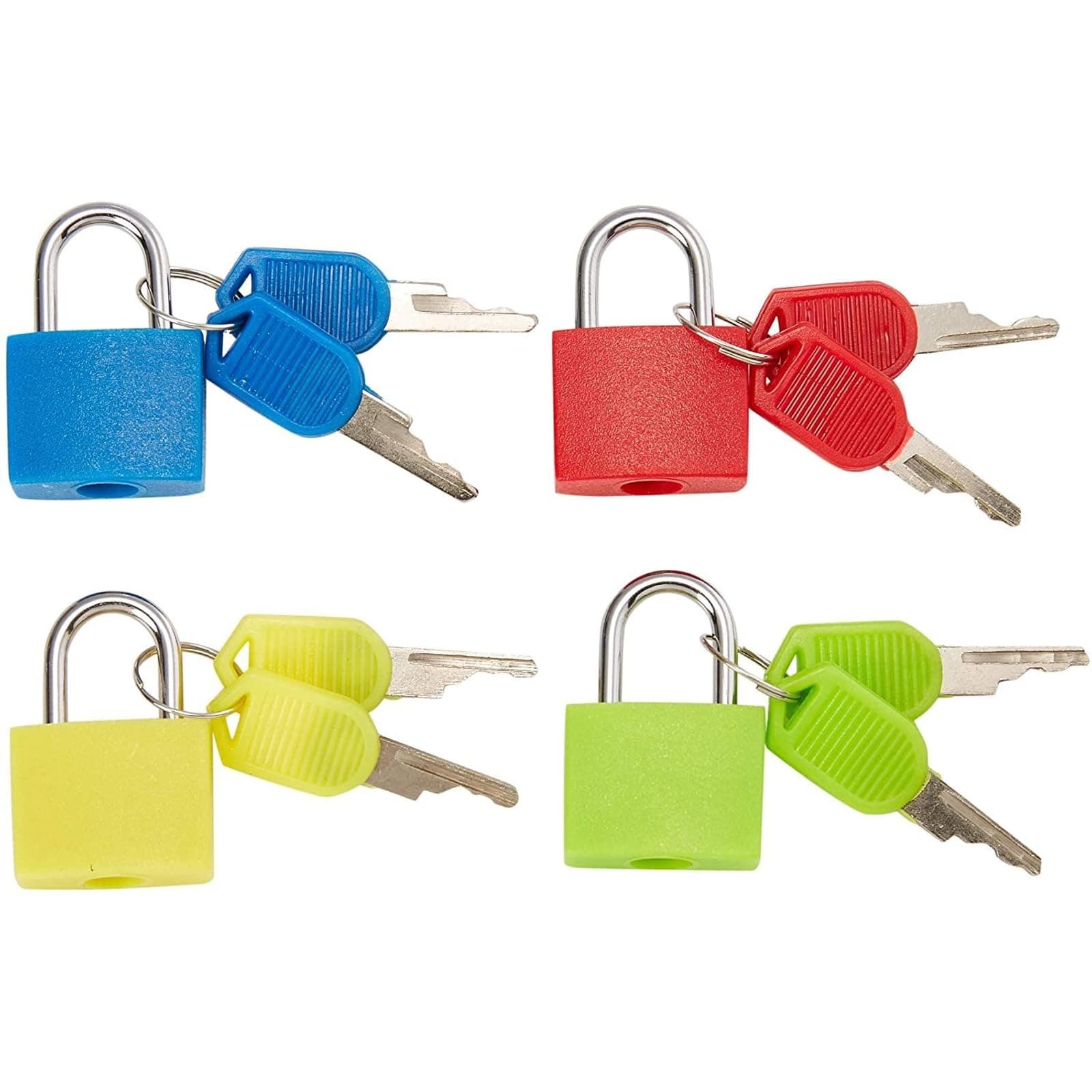Juvale 4-Pack Mini Padlock Luggage Locks with Keys, 4 Colors, 0.9 x 1.3 x 0.3 Inches