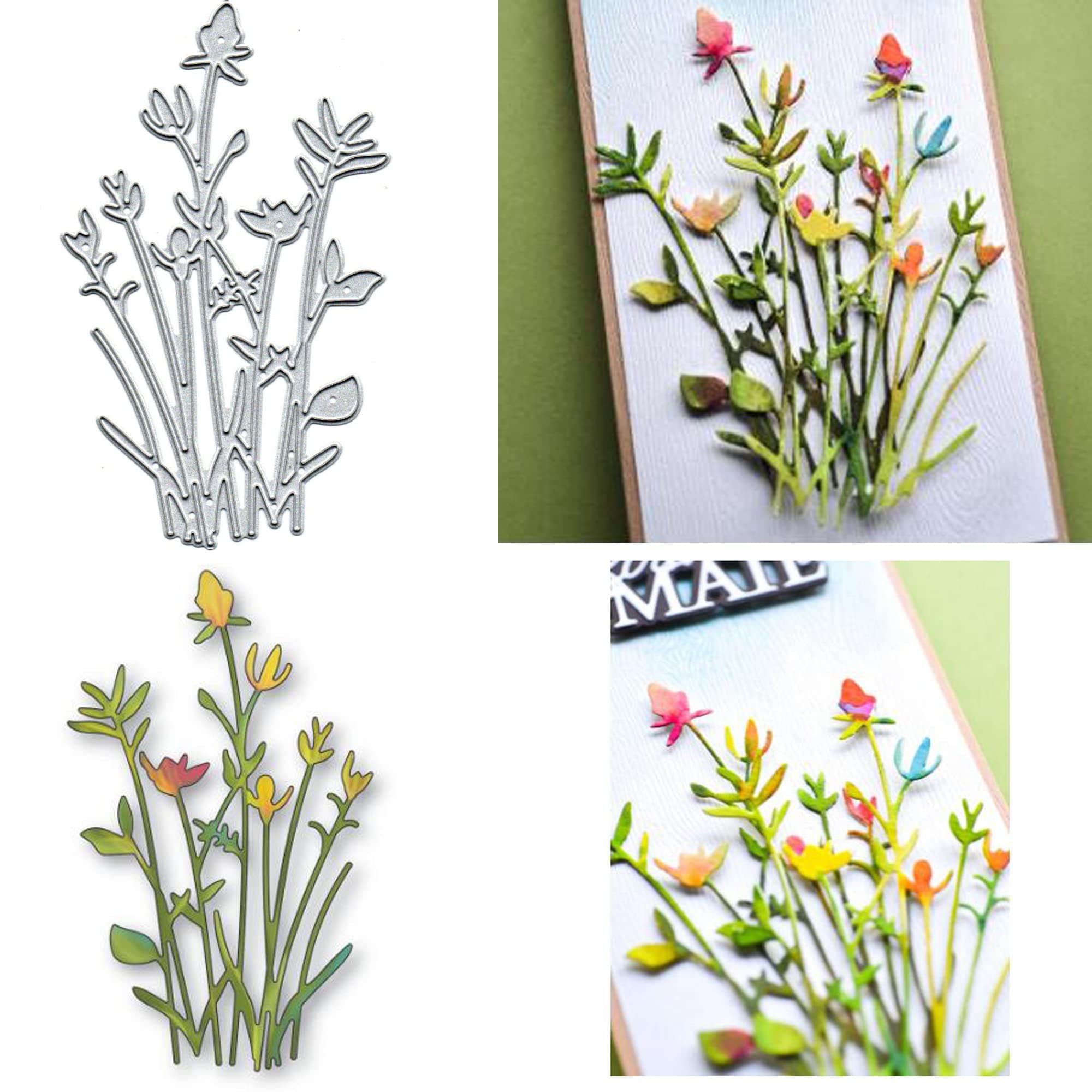 Floral Stems Metal Die Cuts for Card Making,Spring Flower Leaf Grass Card Cutting Dies Cut Stencils DIY Scrapbooking Album Decorative Embossing Paper Card Embossing Craft
