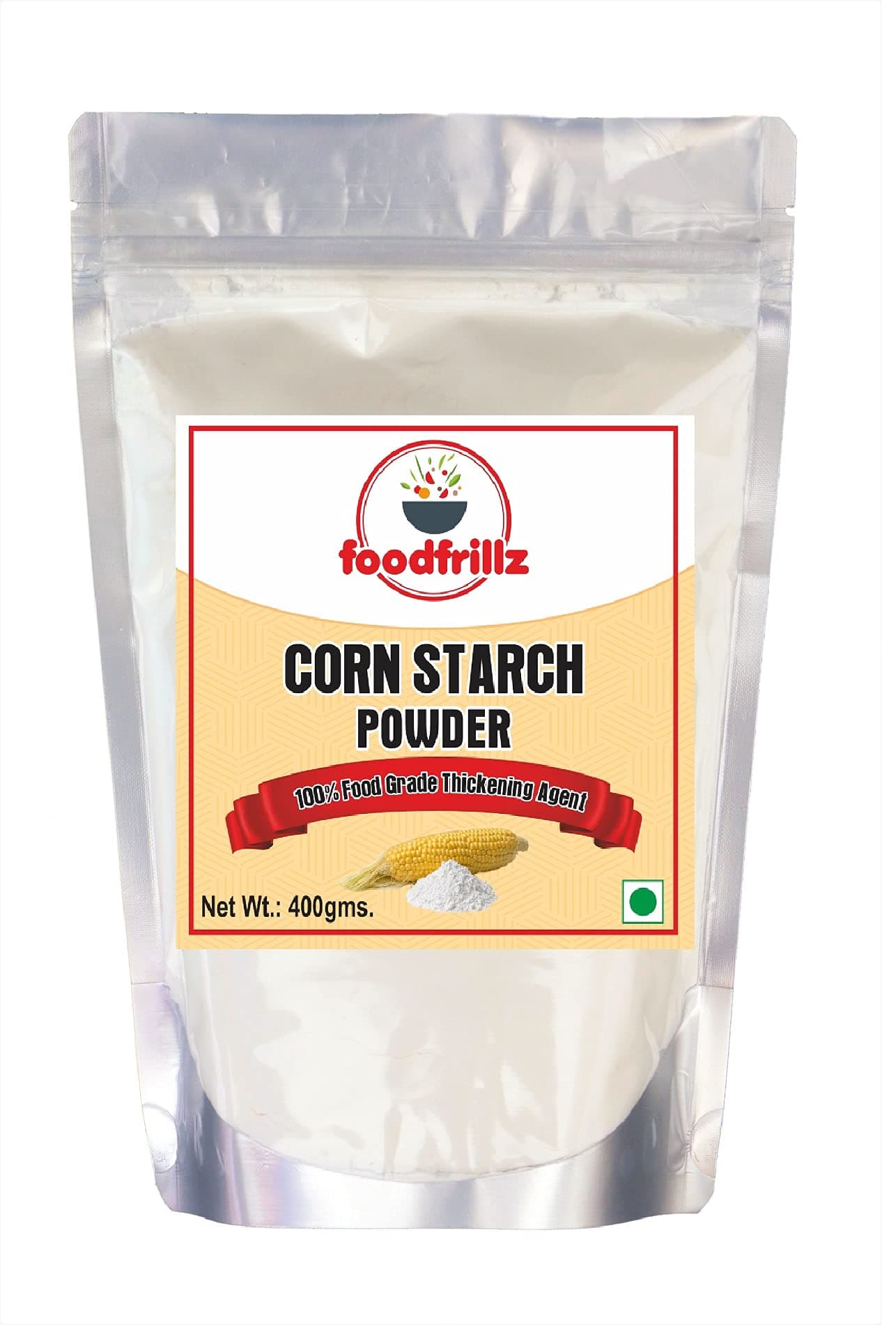 foodfrillz Corn Starch Powder, 400 g | Gluten Free Thickening agent for sauces, soups, shakes | Corn Flour