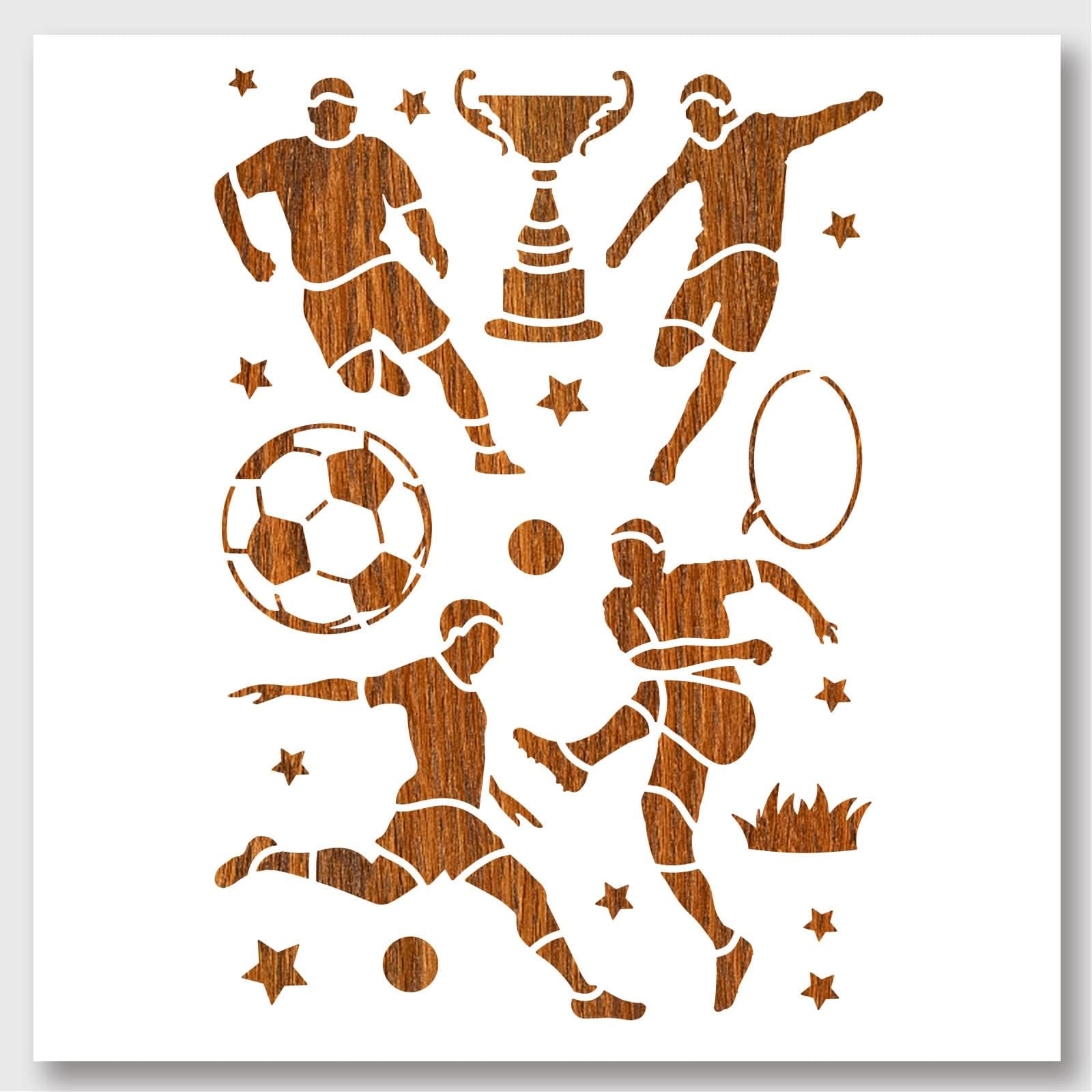 NBEADS Soccer Players Stencil, 11.7×8.3 Inch(29.7×21cm) Hollow Out Drawing Painting Template Reusable DIY Art and Craft Stencils for Painting on Wood, Fabric, Paper, Walls, Canvas, Floor