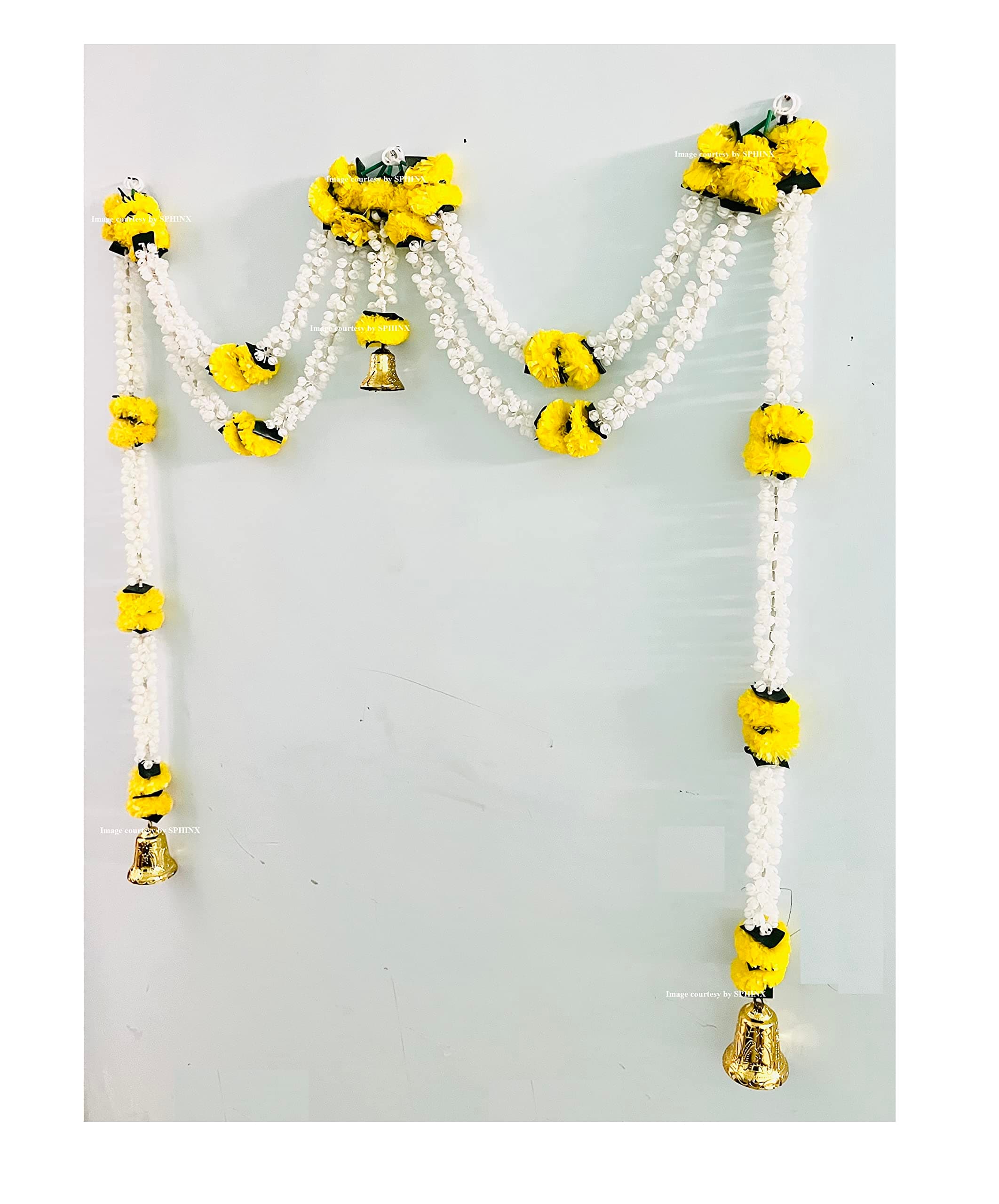 SPHINX Artificial Marigold Jasmine & Green Leaves Door toran for Main Entrance, Festive Wedding Housewarming Decorations -