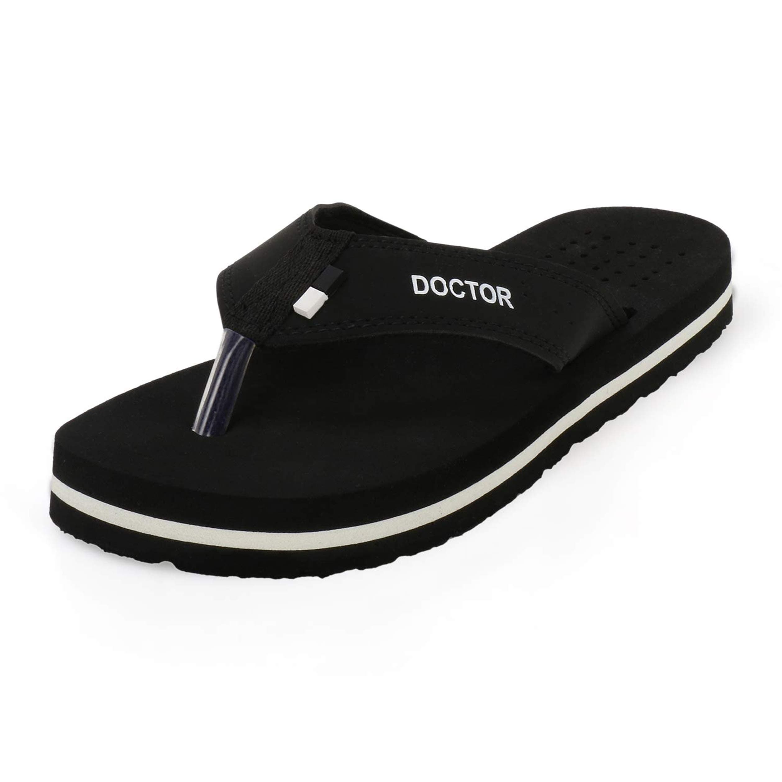 ORTHO JOY Men's Black Slippers - 7 Uk