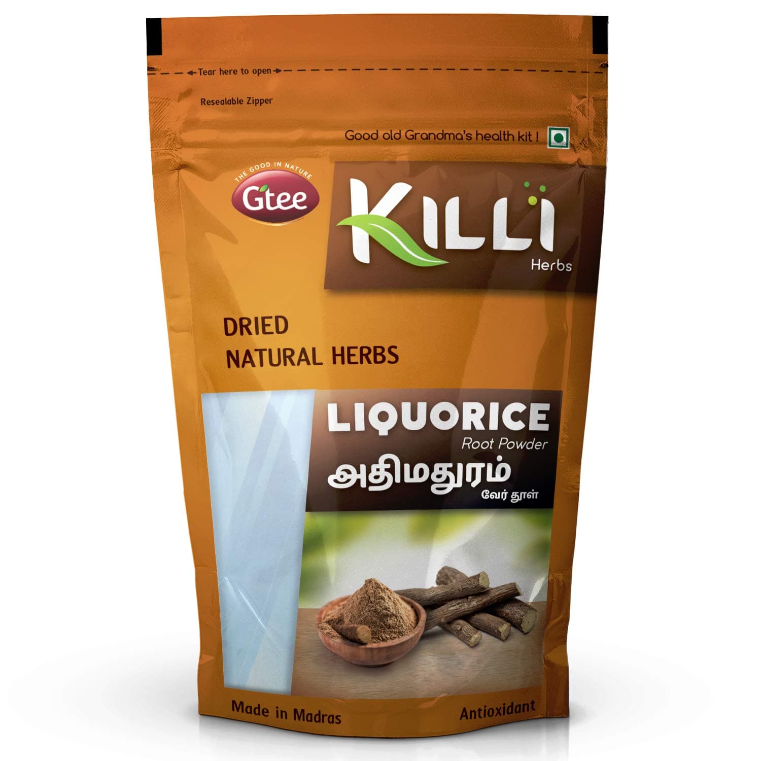 KILLI Liquorice | Adhimadhuram | Mulethi | Irattimadhuram | Yashtimadhu Root Powder, 100g