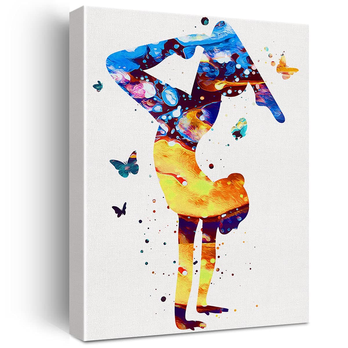 Nvhai Gymnastics Tumbling Butterfly Watercolor Wall Art Canvas Painting Prints for Home Office Wall Decor Framed Artwork Gifts (12x15 Inch)