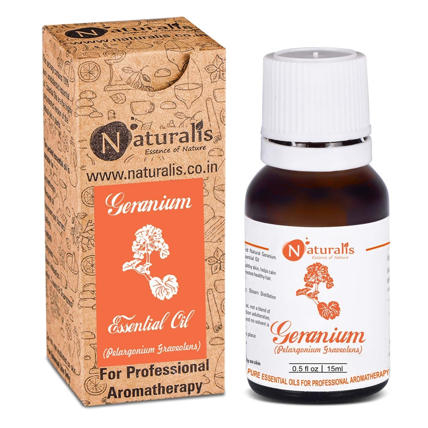 Naturalis Essence of Nature Geranium Essential Oil for Scalp, Skin, Massage and Relaxation