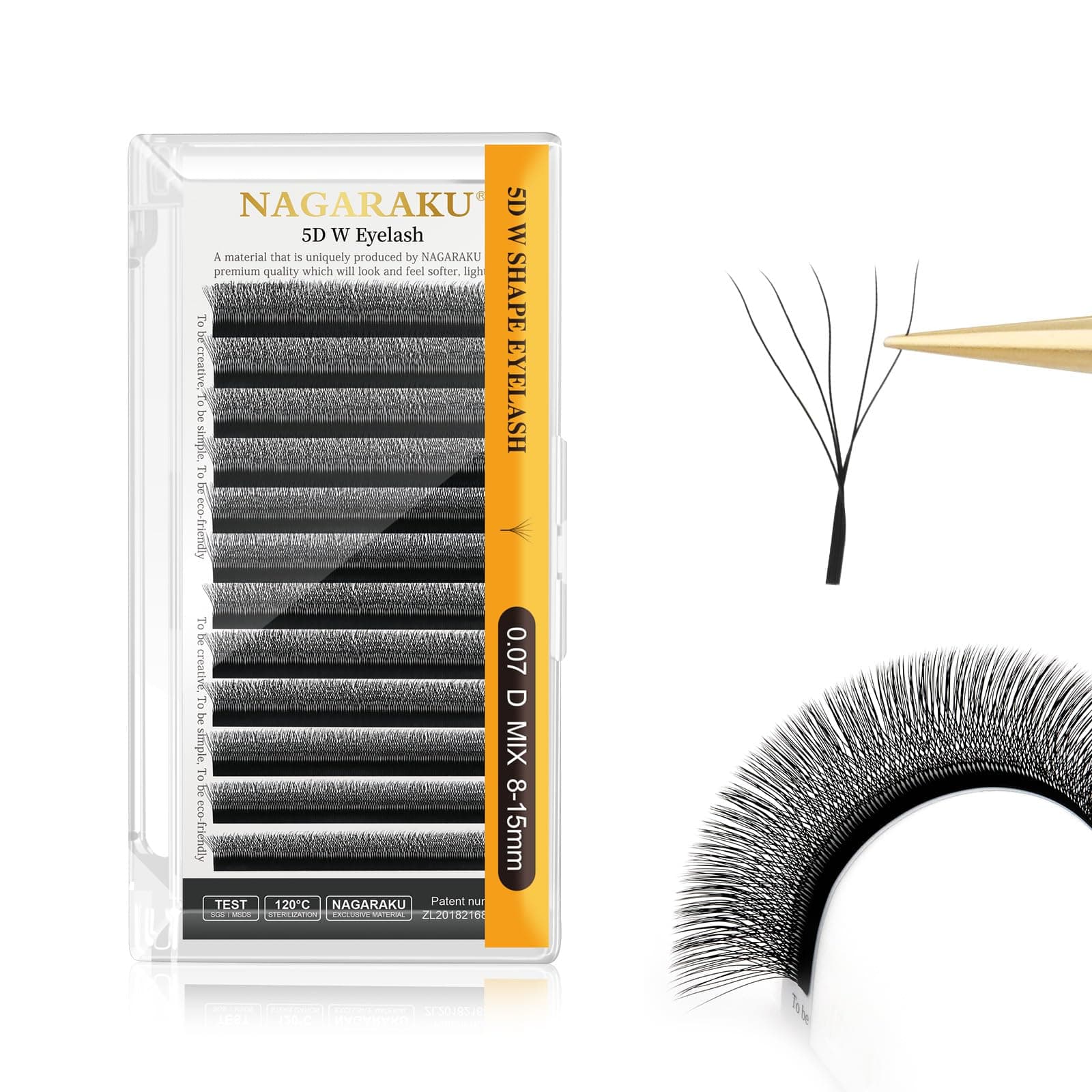 NAGARAKU W Eyelash Extension 5D Volume Premade 0.07mm D curl 8-15mm mix Faux Mink Matte Black Cluster Easy Fanning yy Eye Lashes