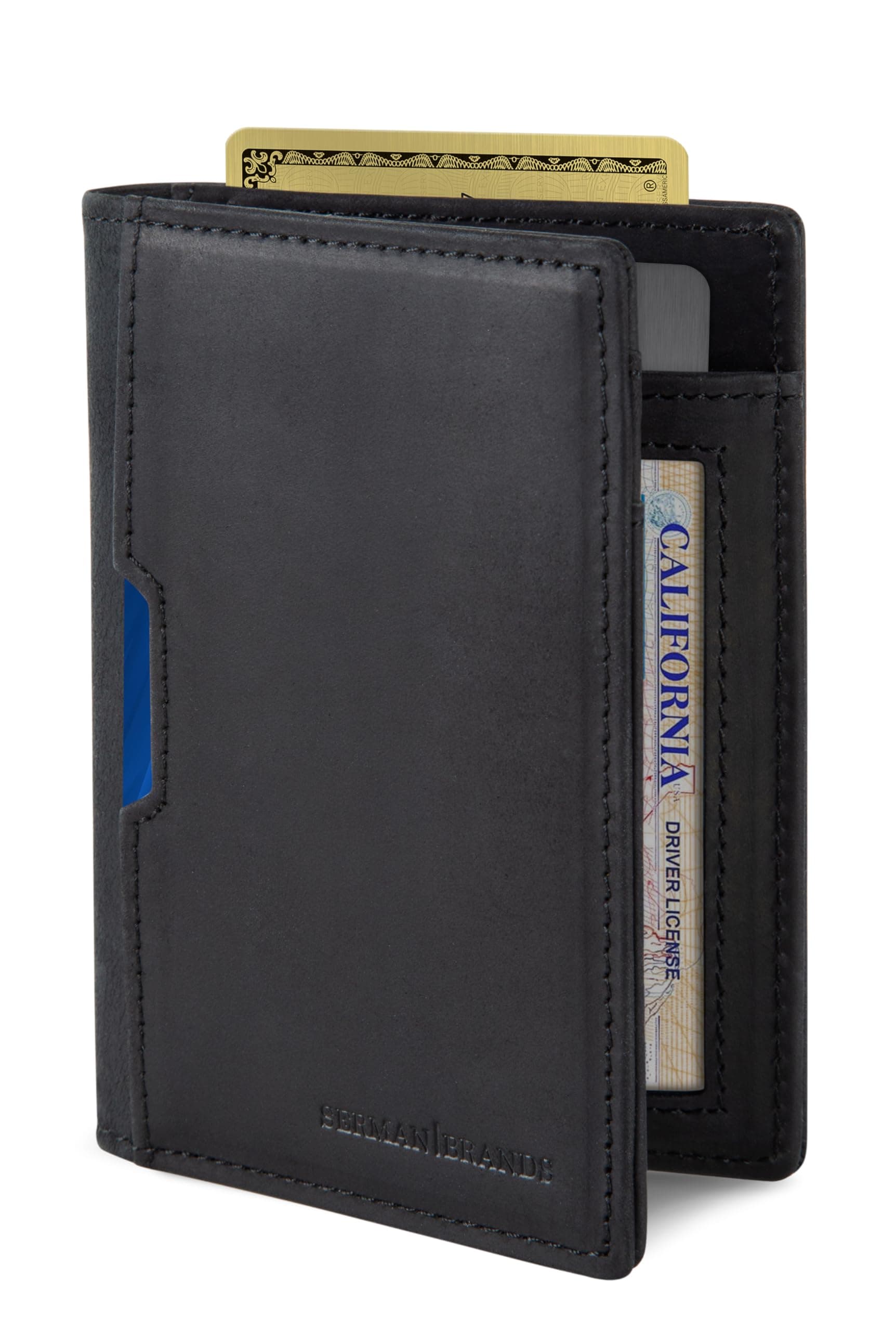 Wallets for Men Slim Mens leather RFID Blocking Minimalist Card Front Pocket Bifold Travel Thin (Charcoal Black 5.0)