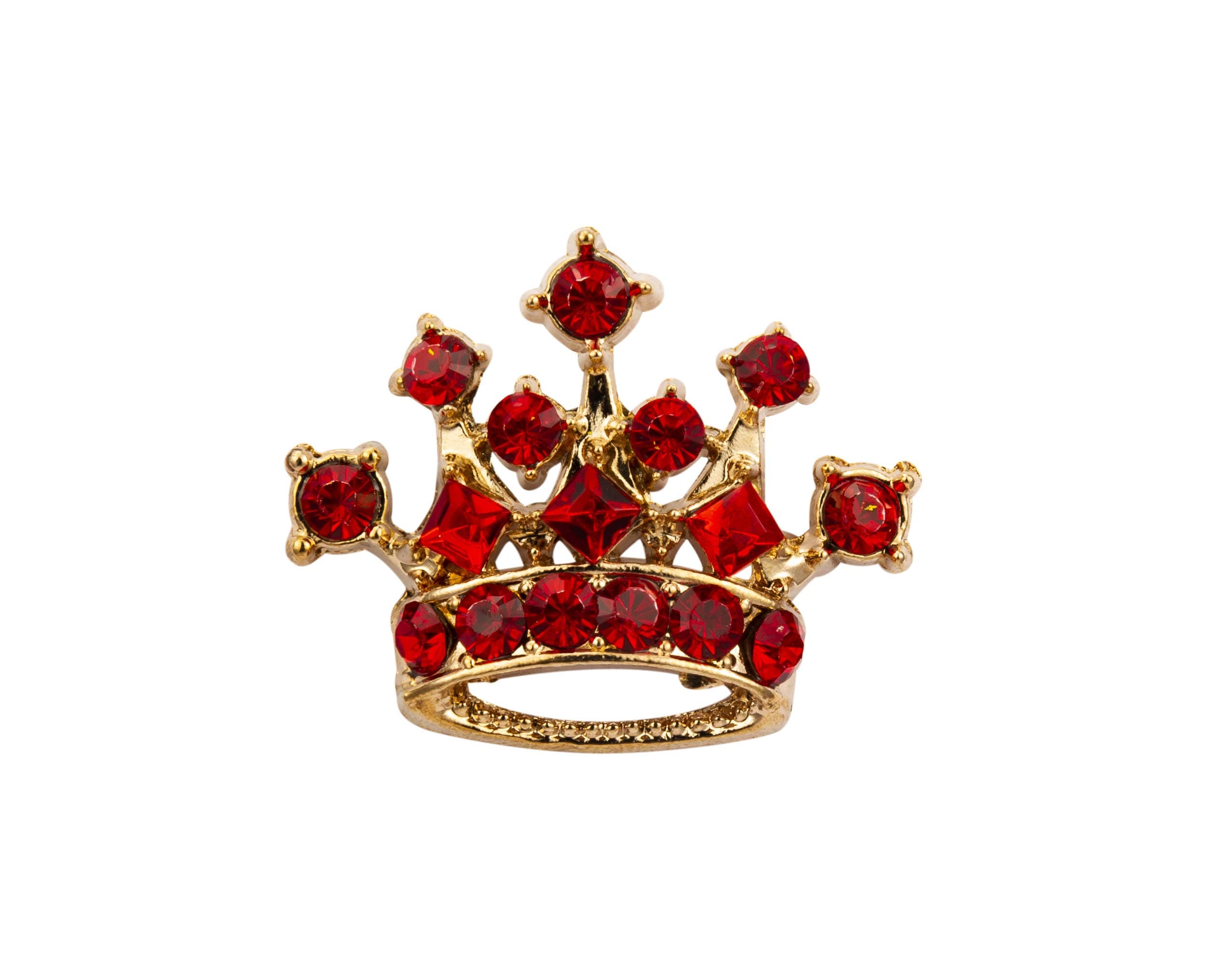 Knighthood Golden Crown with Red Stone Detailing Lapel Pin Brooch Shirt Stud for Men