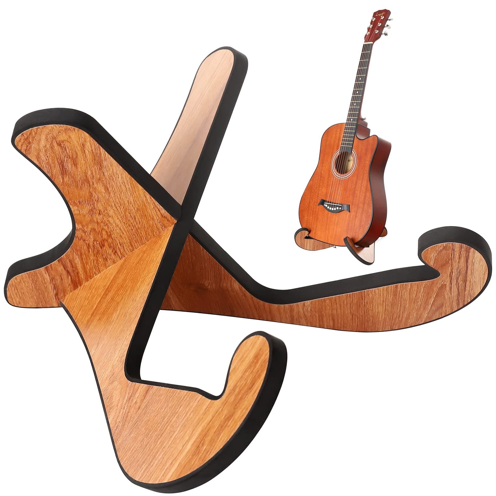 LacBec Guitar Stand Floor, Universal Non-Slip Guitar Stand Holder Floor for Acoustic Electric Classical Bass Guitars (Wood)