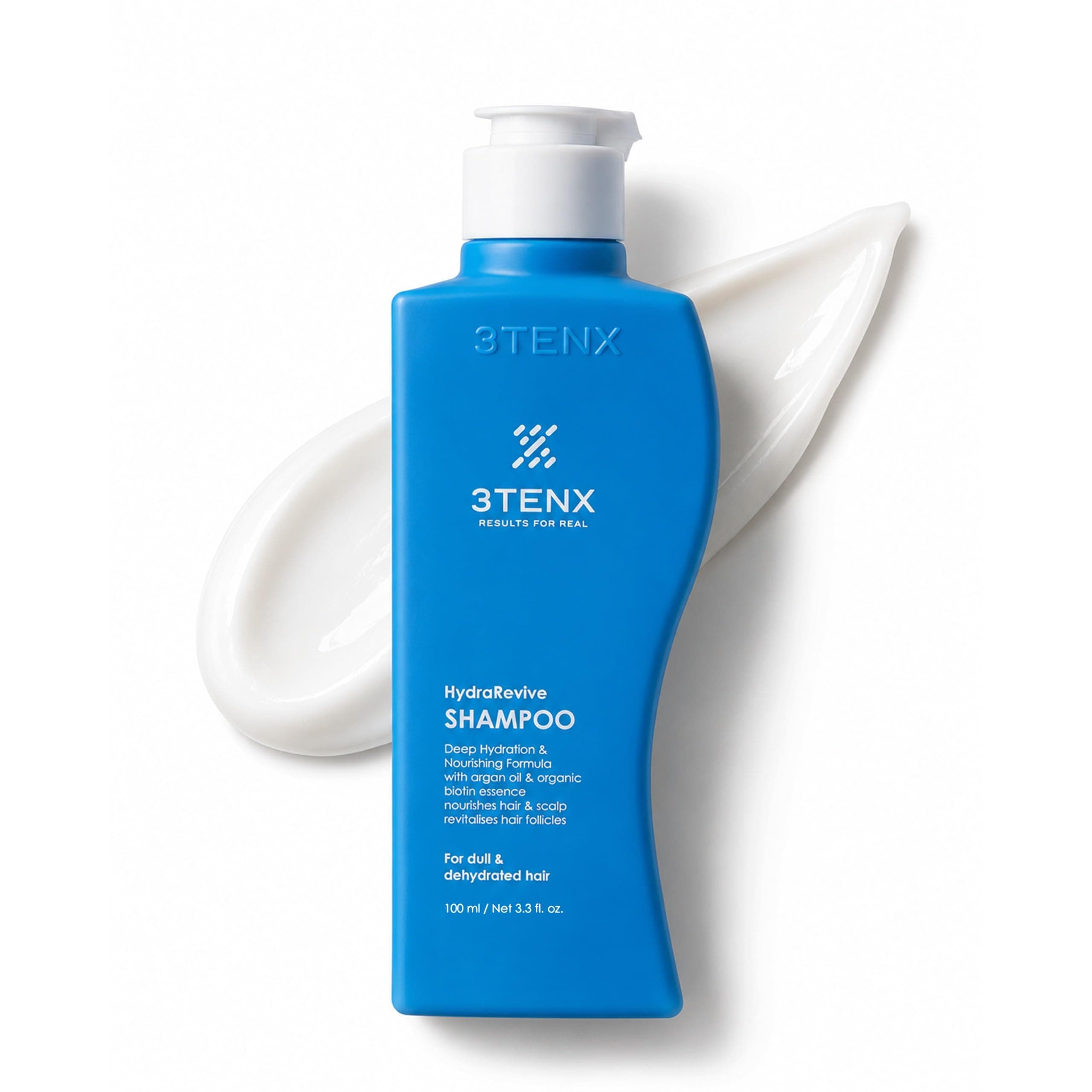 3TENX HydraRevive Shampoo For Dry, Dull Hair | Hydrates, Smooths, Nourishes, Restores Volume & Shine | Salon Grade, Color Safe, Heat Protection | Paraben & Sulphate Free | All Hair Types (100 ml)