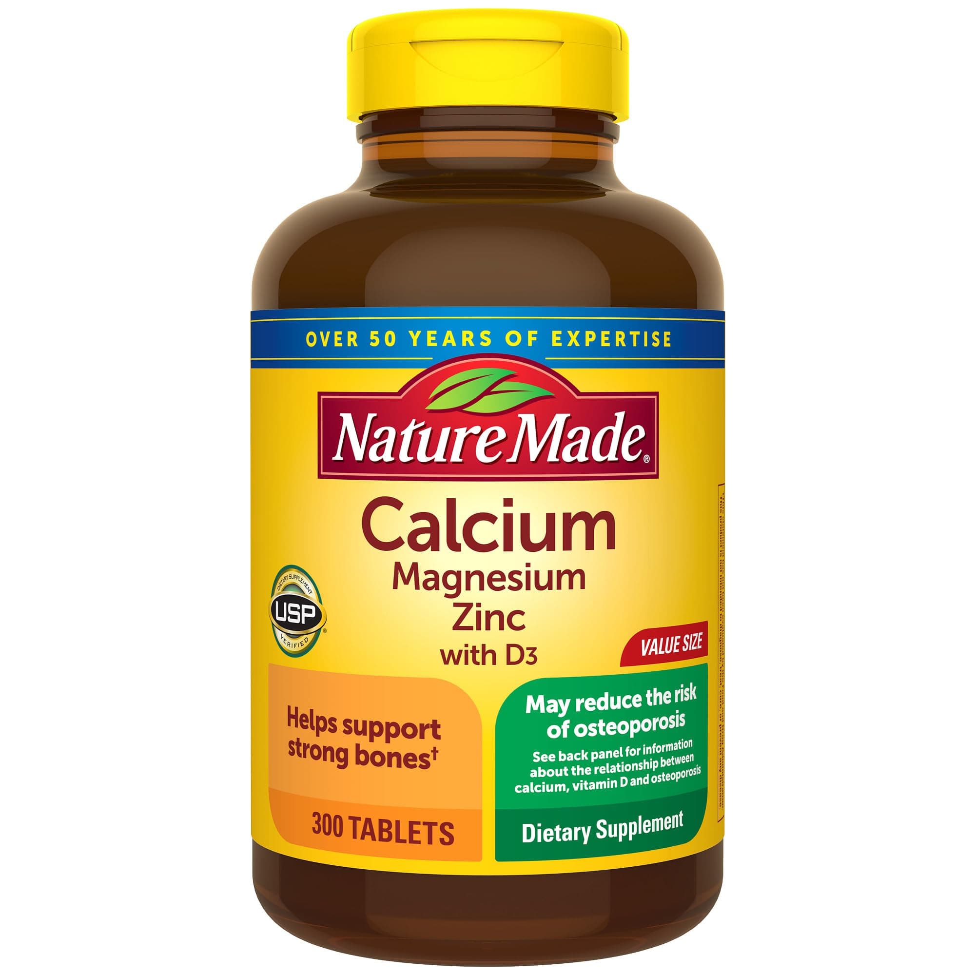 Nature Made Calcium Magnesium Zinc Tablets with Vitamin D, 300 Count