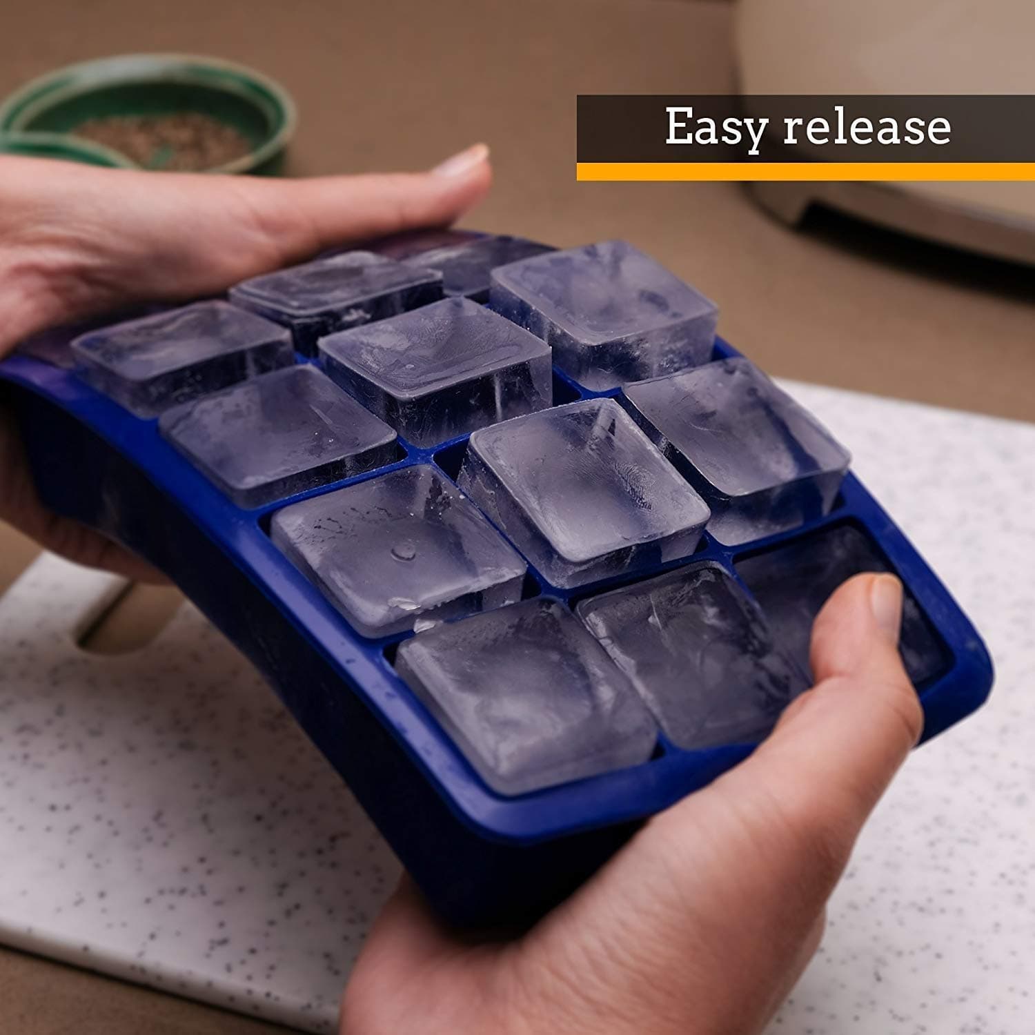 Zollyss Silicone Ice Tray | 2 Pack | 15 Each Ice Cube Tray | Stackable Flexible & Multicolor | Easy-Release Flexible Silicone | Provides Mess-Free Ice Removal