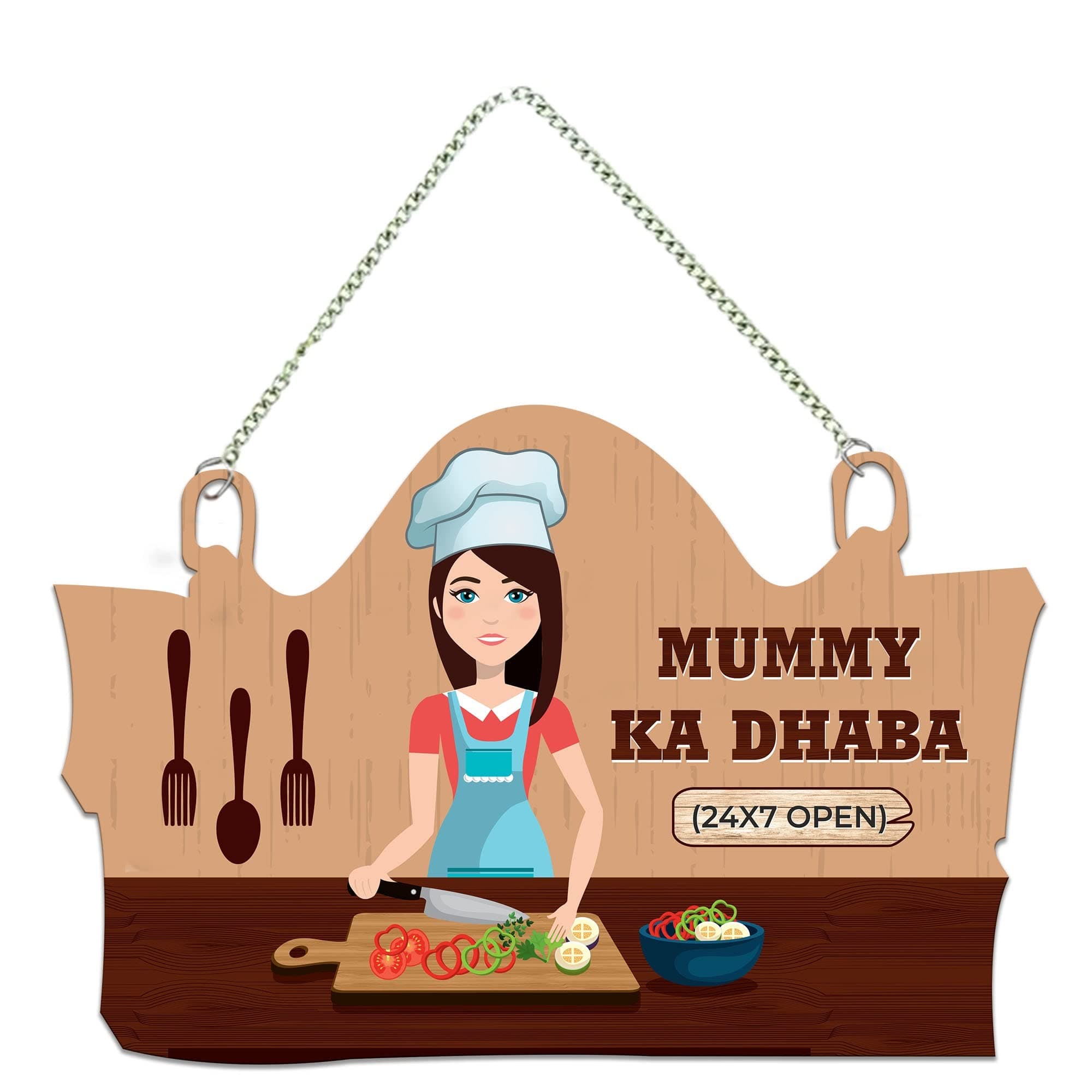 Artvibes Mummy Ka Dhaba Printed MDF Wooden Wall Art For Cafe | Kitchen | Restaurants | Quotes Decor Item | Kitchen Quotes Wall Hanging | Wall Poster | Modern Artwork | Gift Items (WH_3718N)