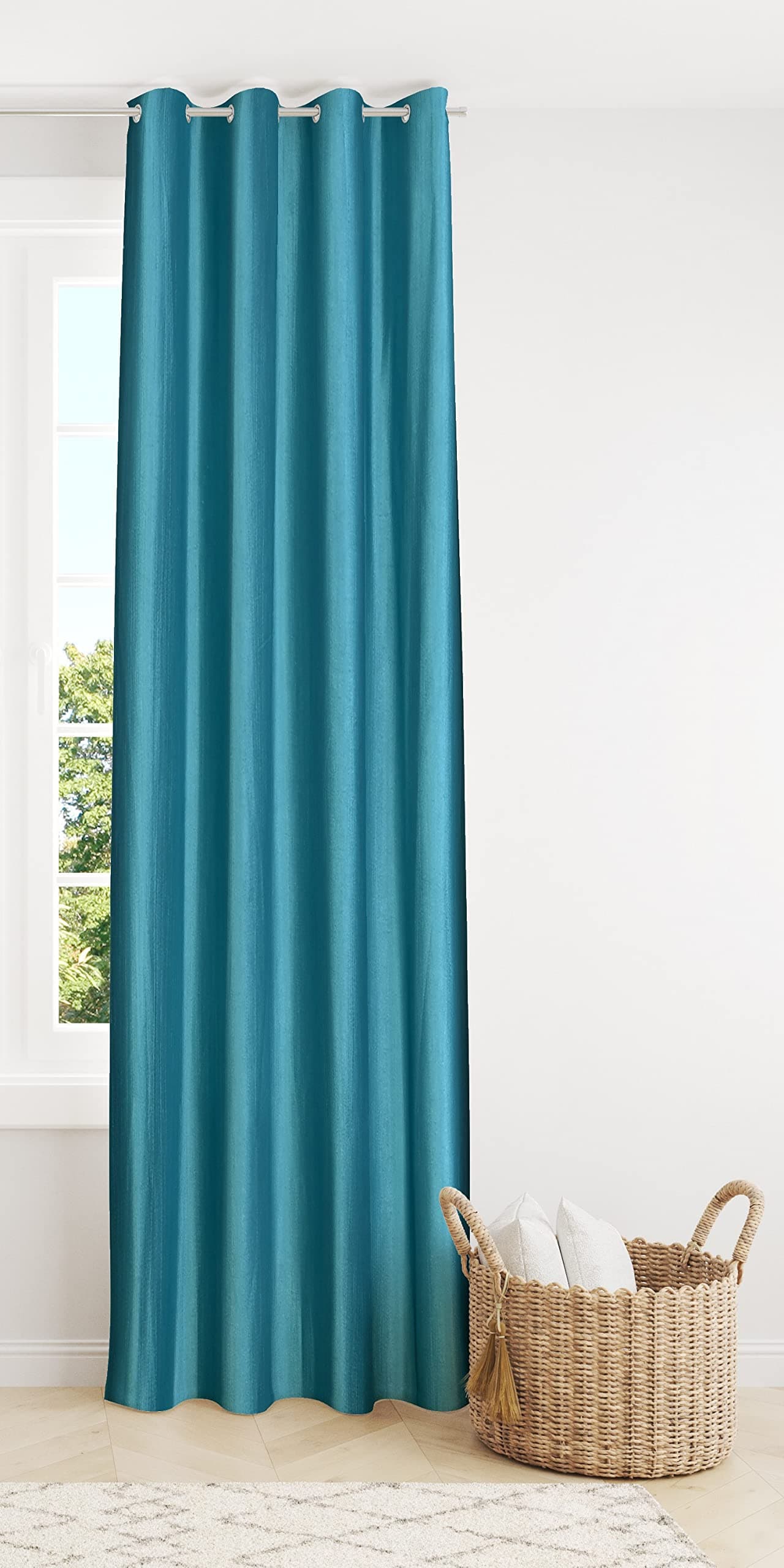 The Decor Hub Faux Texture Pro Solid Durable Heavy Polyester Fabric Insulated Grommet Curtains/Drapes for Bedroom/Living Room