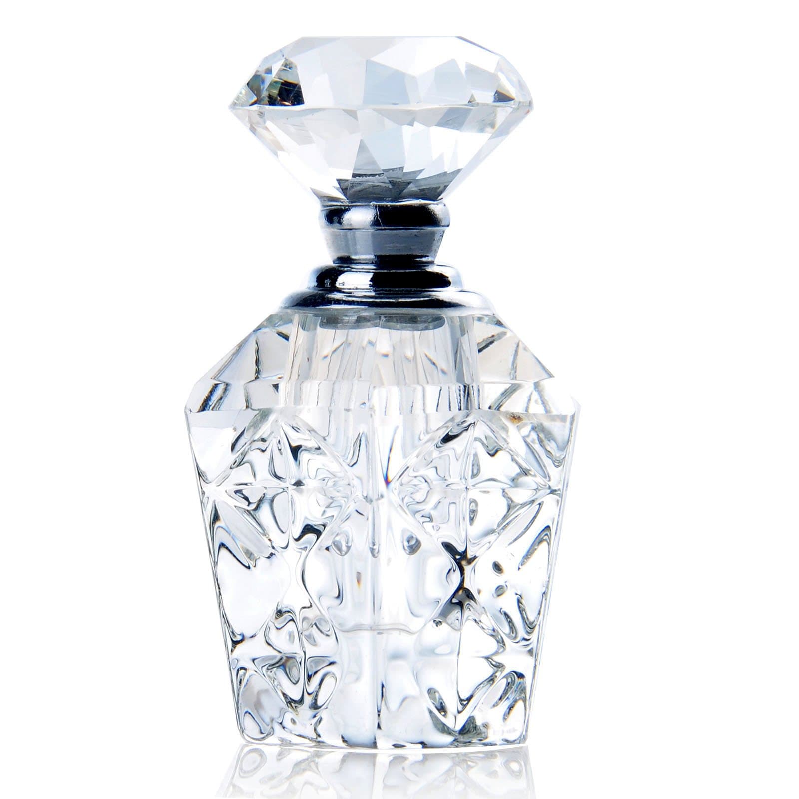 H&D Clear Art Carved Crystal Empty Mini Refillable Perfume Bottle