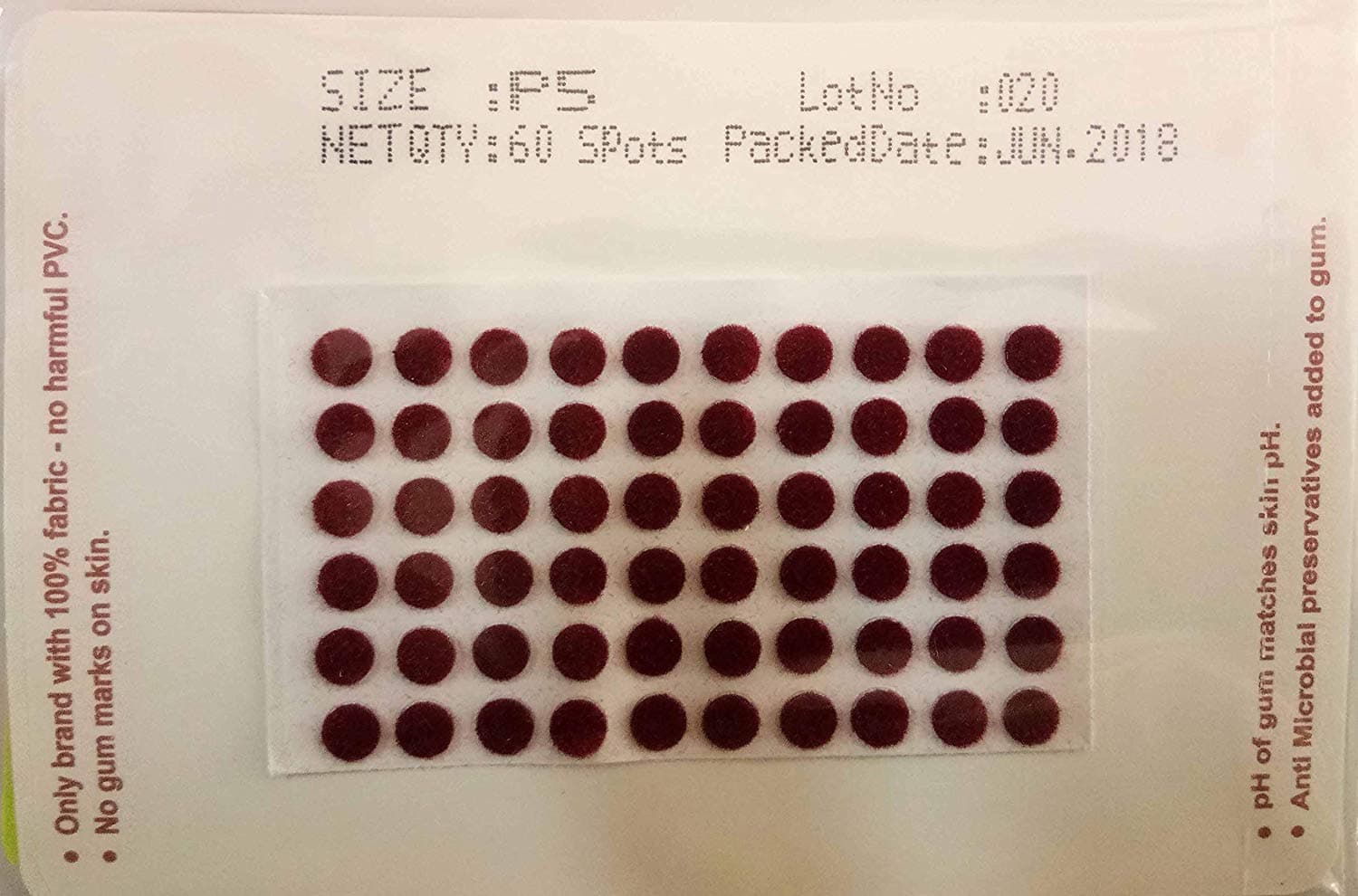 EYETEX PALLAVI BINDI P5 MAROON PACK OF 15