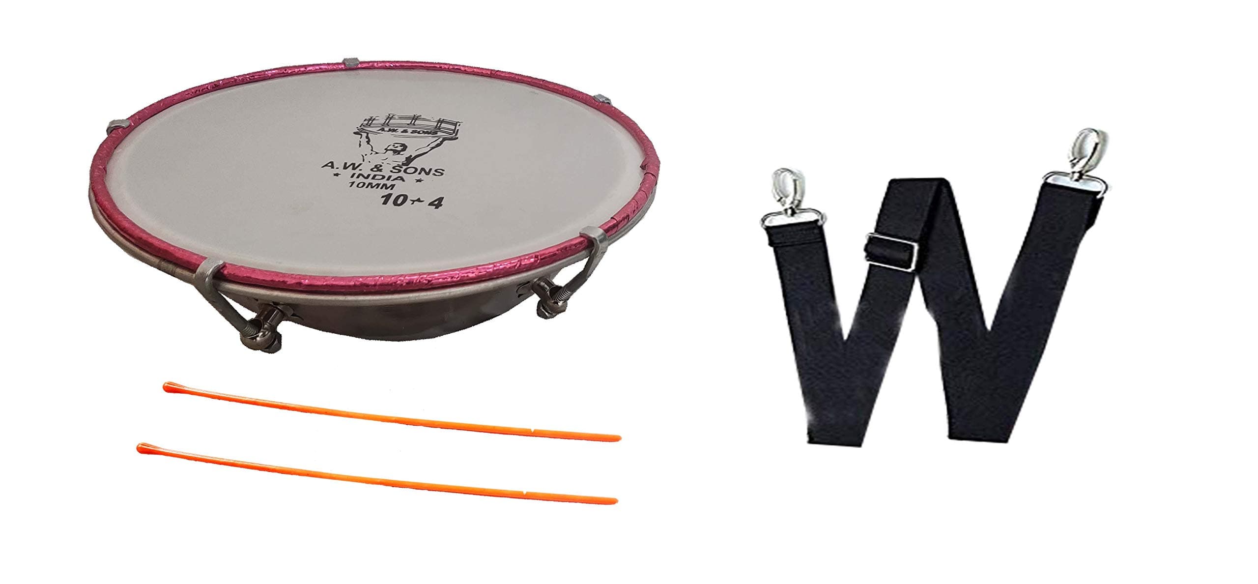 Ultimate Steel Dhol Tasha Drum 11 inch (10x4) with Stick and belt