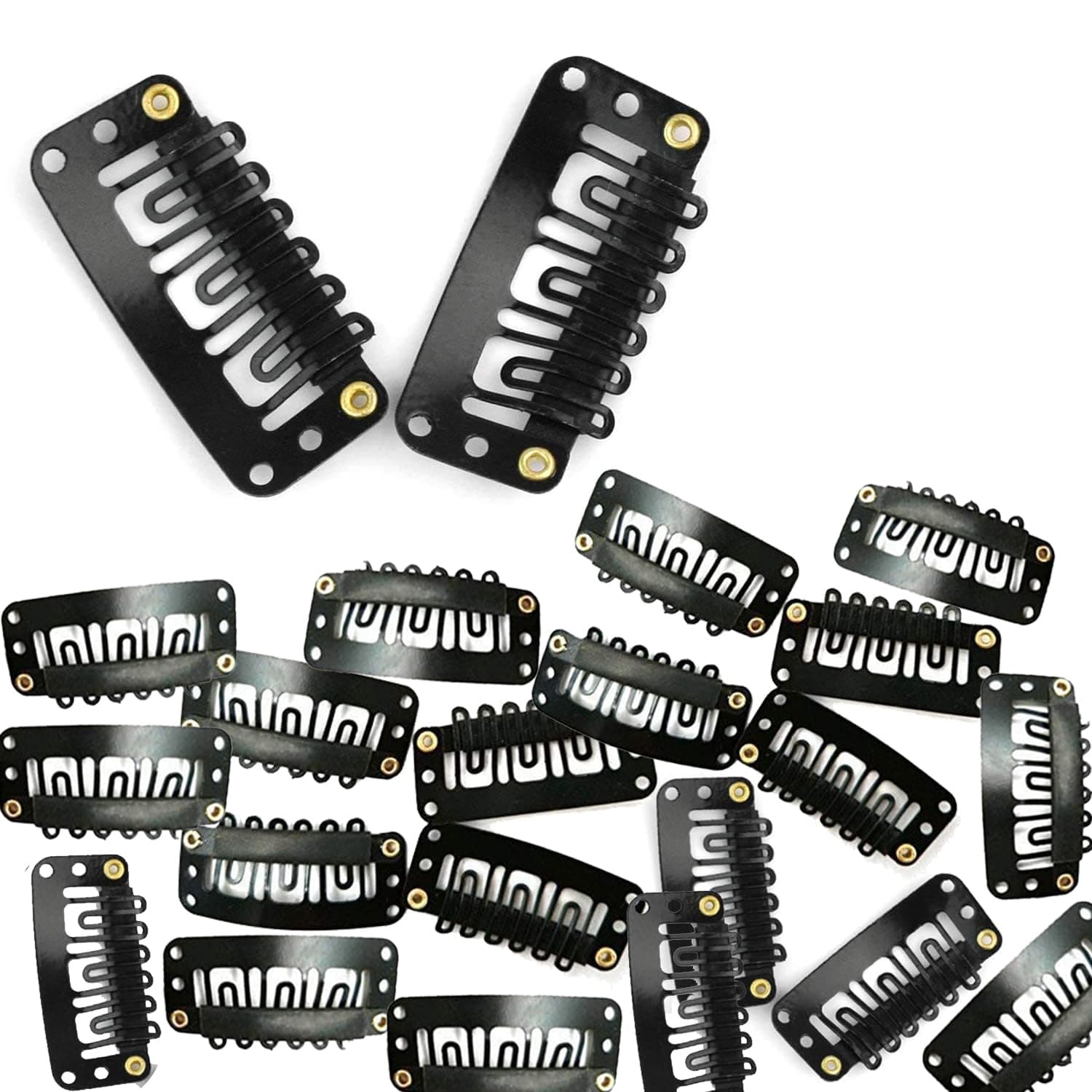TEMPERIA Hair Extension Clips For Women & Men (36 Pcs) - Hair Patch Clip - Hair Attached Snap Wig Clips (Black) (3.4 cm)