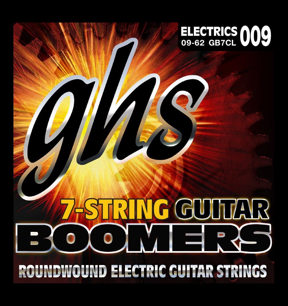 GHS Strings GB7CL - 10 Pack - Guitar Boomers 7-String Set, Nickel-Plated Electric Guitar Strings, Custom Light (9-62), Pack of 10