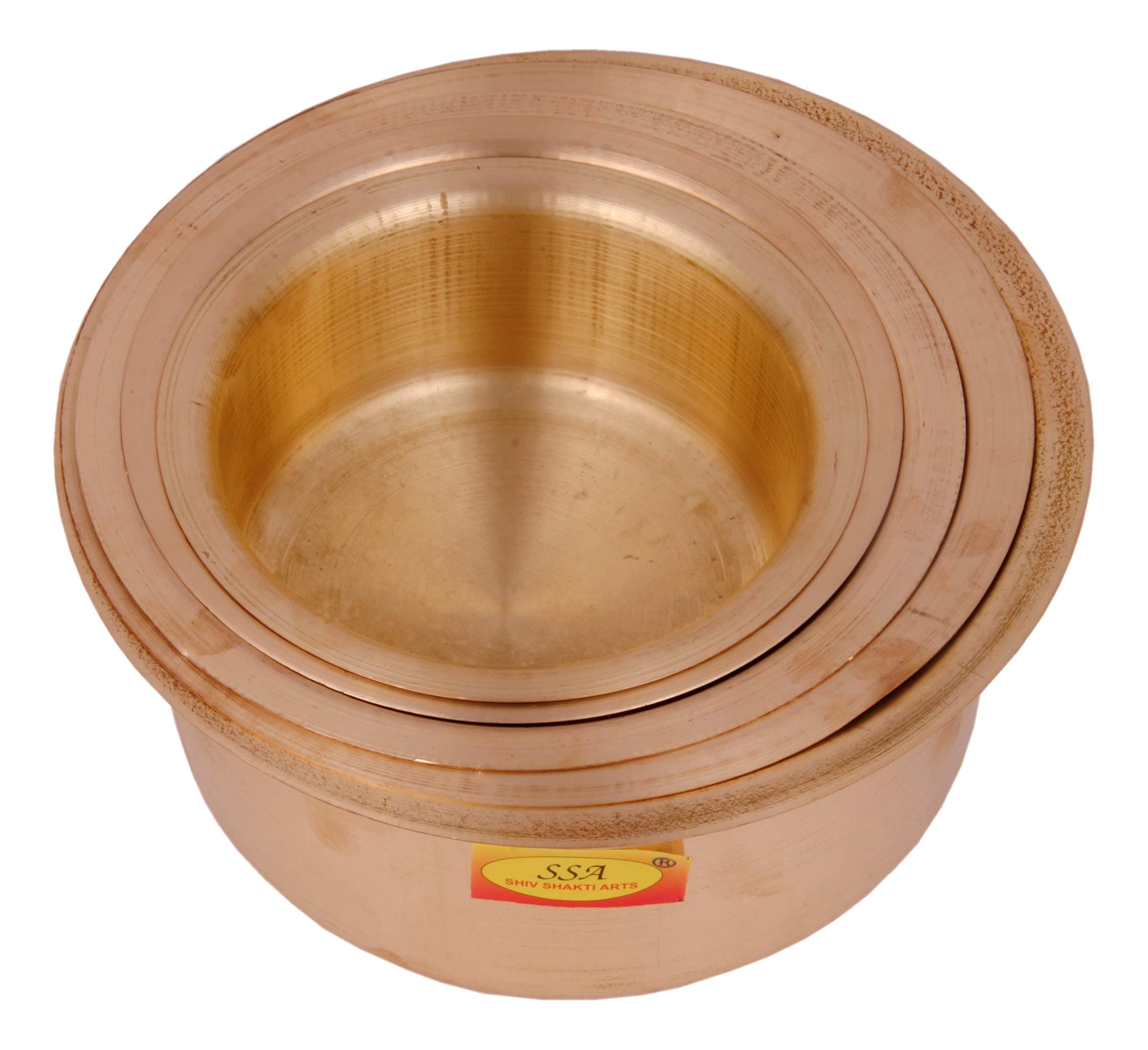 Shiv Shakti Arts® (5 Pieces) 100% Pure Brass Bhagoni Set/Patila Set/Tope (400 ML to 1.5 Liter)