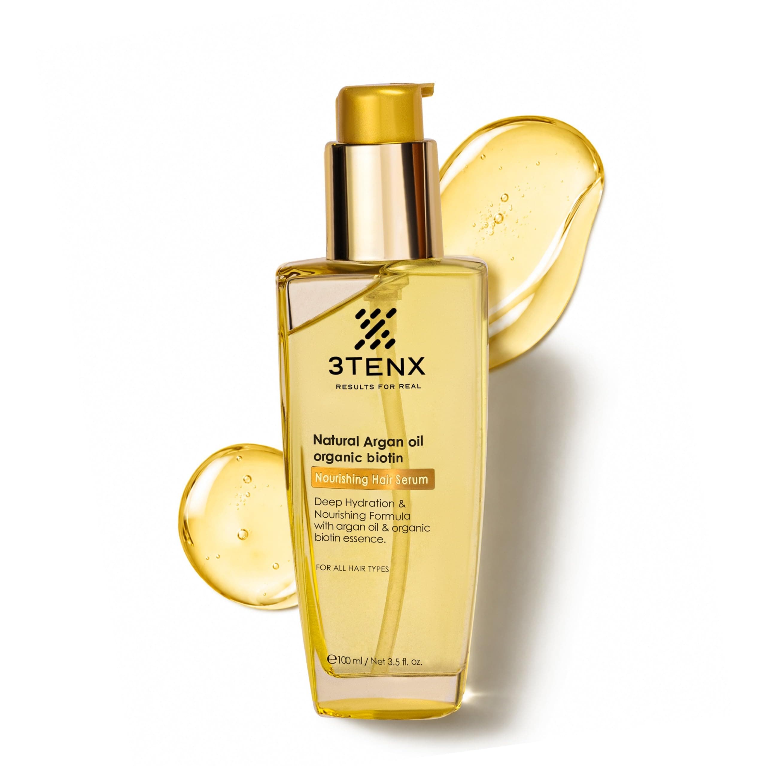 3TENX Nourishing Hair Serum | Shine & Protection for Dry, Frizzy Hair | Hydrates, Smooths & Nourishes | Salon Grade, Color Safe, Heat Protection | Paraben & Sulphate Free | All Hair Types (100ml)