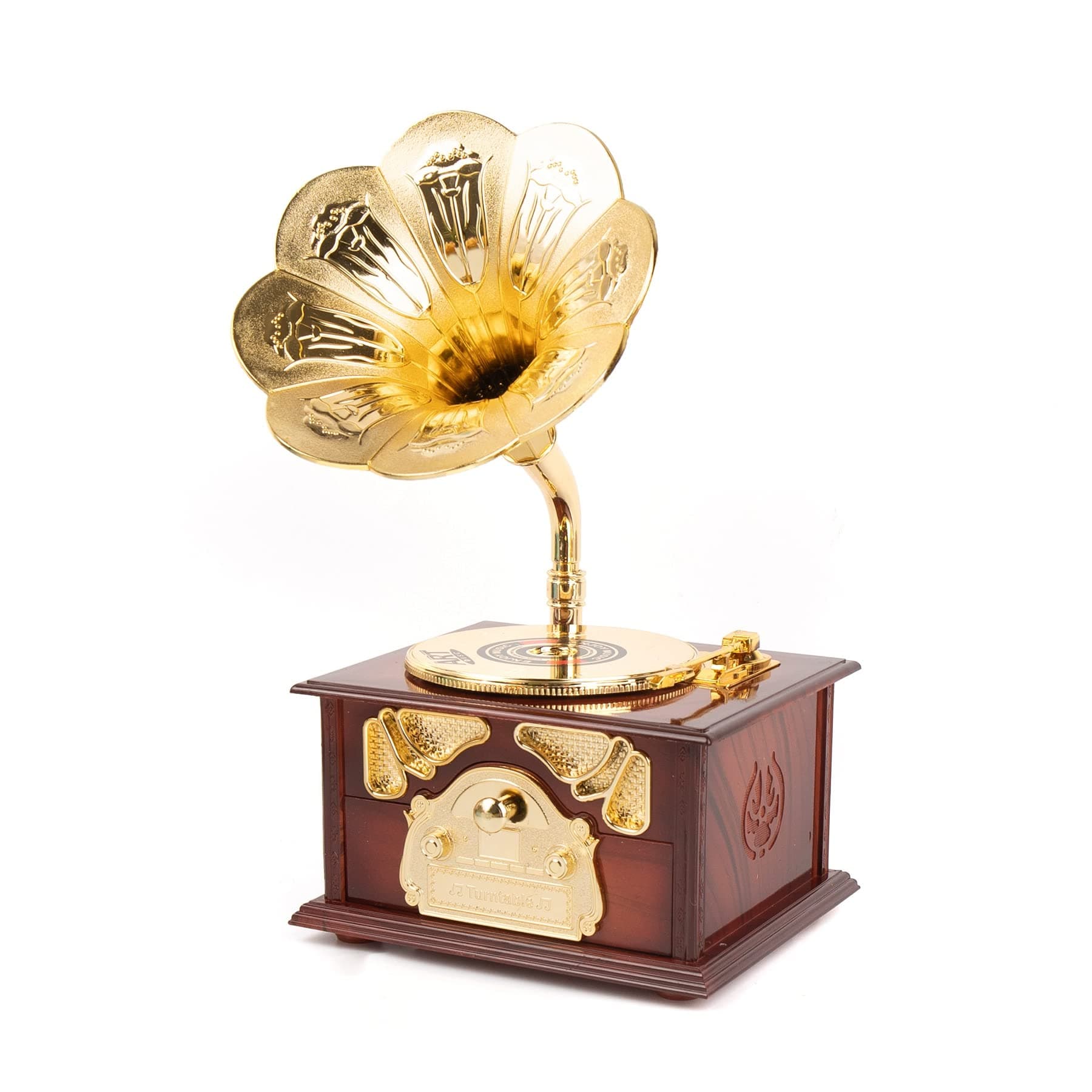 AUEAR, Classical Gramophone Music Box Clockwork Brown for Home Table Desk Decorations