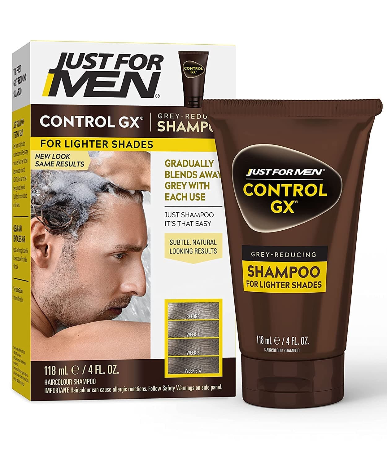 Just For Men Control Gx Grey Reducing Shampoo, Blonde & Medium Brown, 5 Ounce