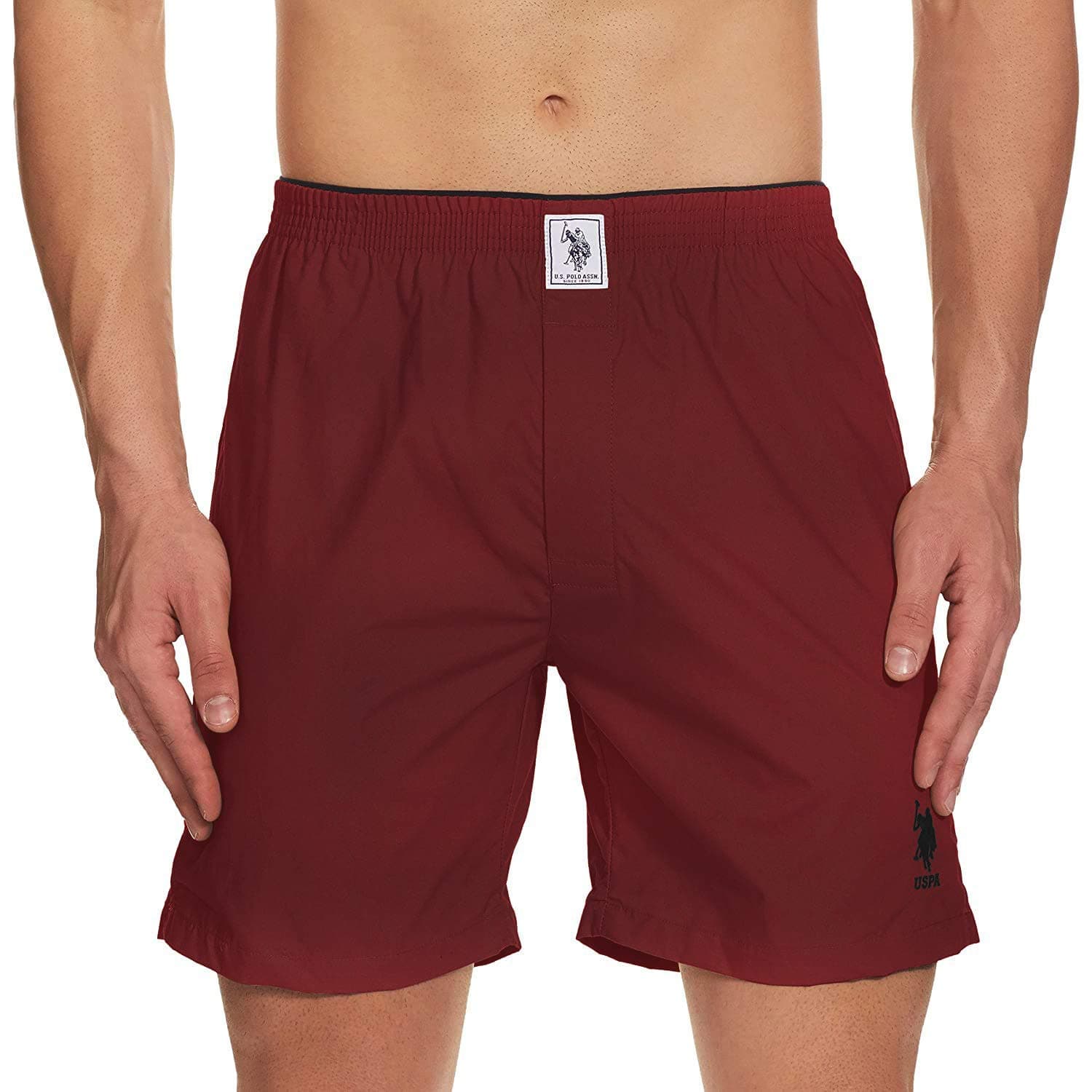 U.S. POLO ASSN. Men's Cotton Casual Shorts(Pack of 1) (U.S POLO I108 M MAROON_Maroon_M)