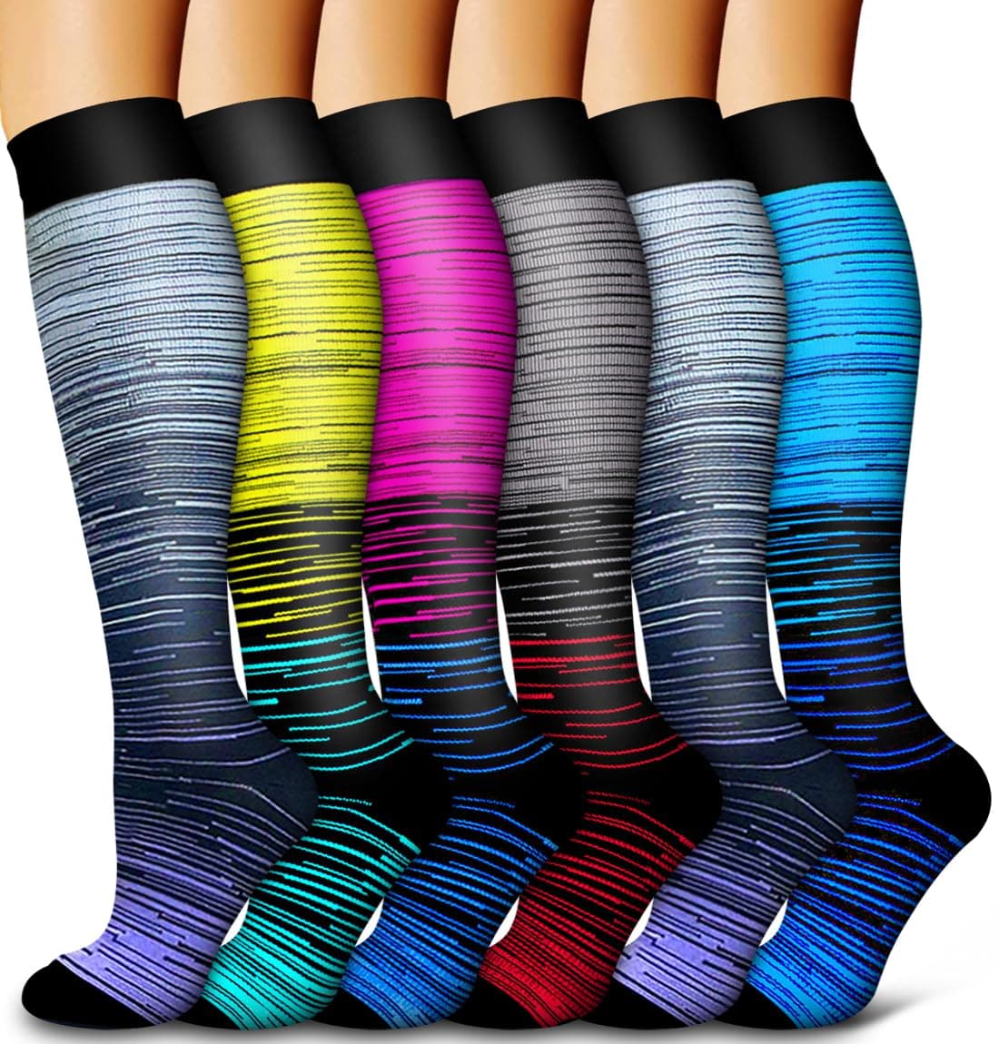 Copper Compression Socks Women & Men(6 Pairs) - Best for Running,Sports,Hiking,Flight Travel,Pregnancy