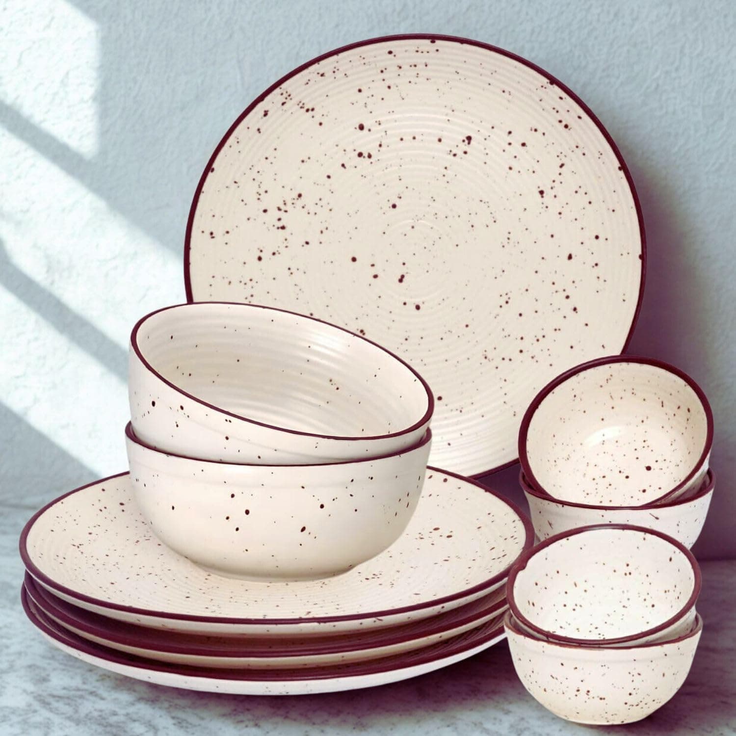 Freakway Moroccan Handpainted Ceramic Plates & Katoris Set, 8-Piece Serving for 4, Premium Glazed Ceramic, Dishwasher & Microwave Safe