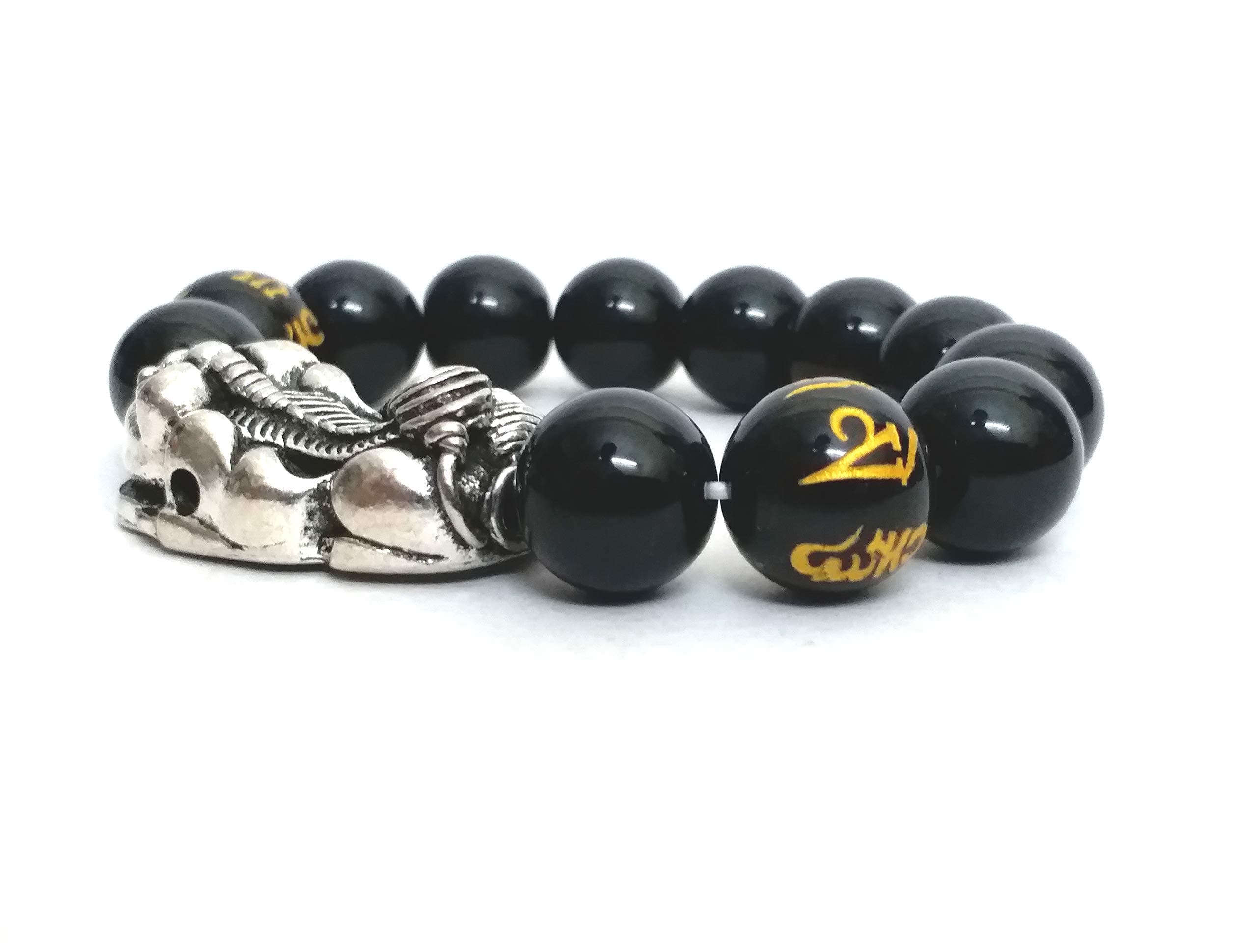ASTROGHAR Pi Yao Pi Xui Black Onyx Om Mani Padme Hum Engraved Bracelet