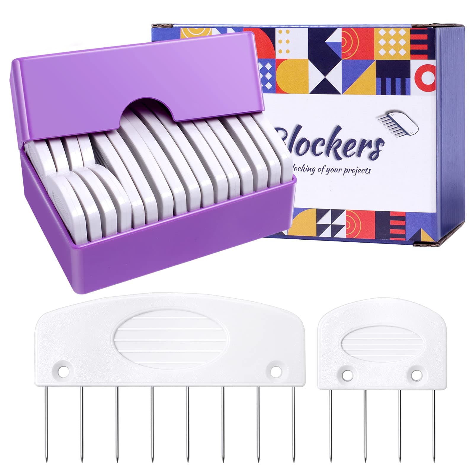 Berovskki 20Pcs Knit Blocking Combs Set, Knit Blocking Pins Kit, Metal, Great Tool for Knitting, Crochet, Lace or Needlework Projects