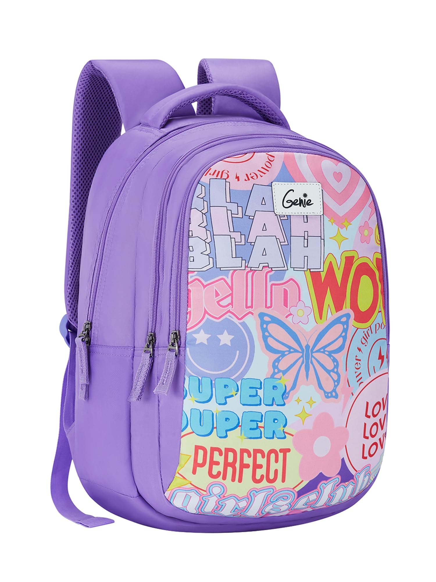 Genie Summer Casual Backpack, Purple | Spacious Daypack for College, Travel & Everyday Use | Women & Girls