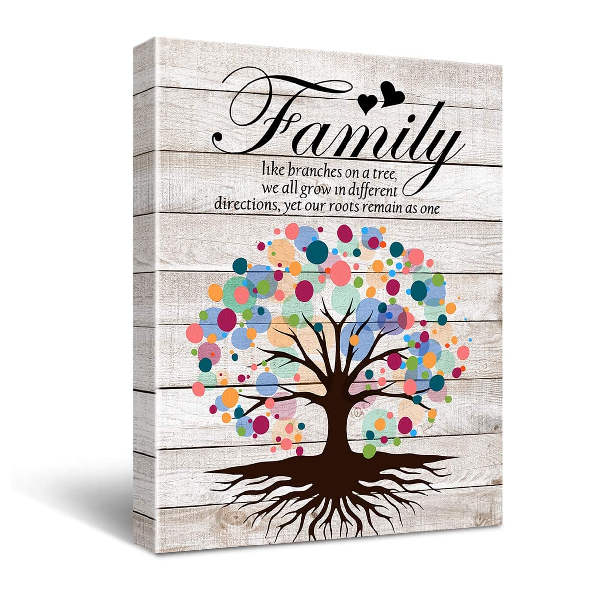 Hijie Family Like Branches on a Tree Canvas Wall Art for Home Decor - Rustic Farmhouse Family Tree Canvas Print Wall Art Painting Ready to Hang Decoration Gifts - Easel & Hanging Hook 12x15 Inch