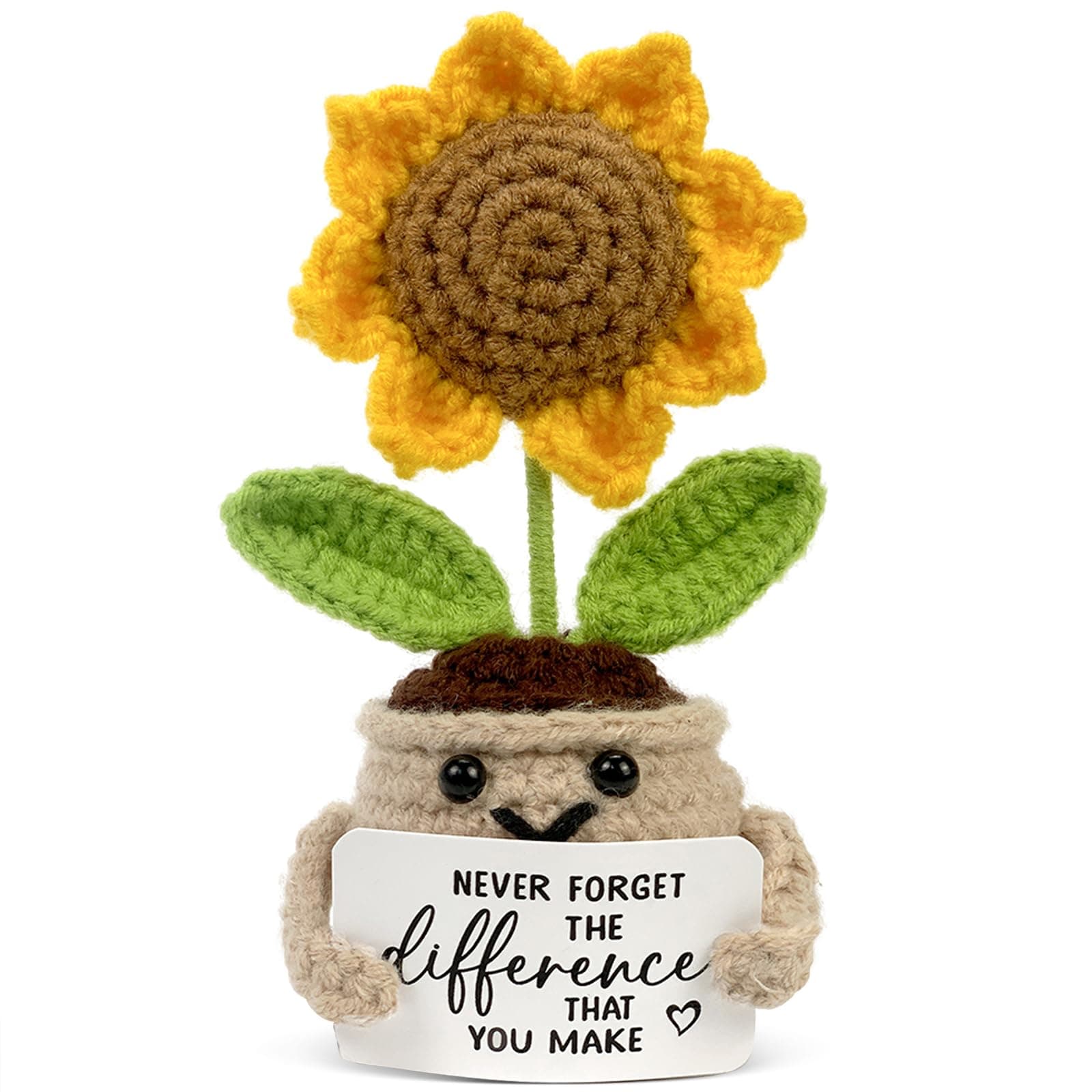 Tiny Detalles Birthday Gifts for Women - Mini Positive Crochet Sunflower, Unique Teacher Appreciation Gifts, Thank You Gifts for Women, Nurse, Friends, Coworker and Sunflower Decor
