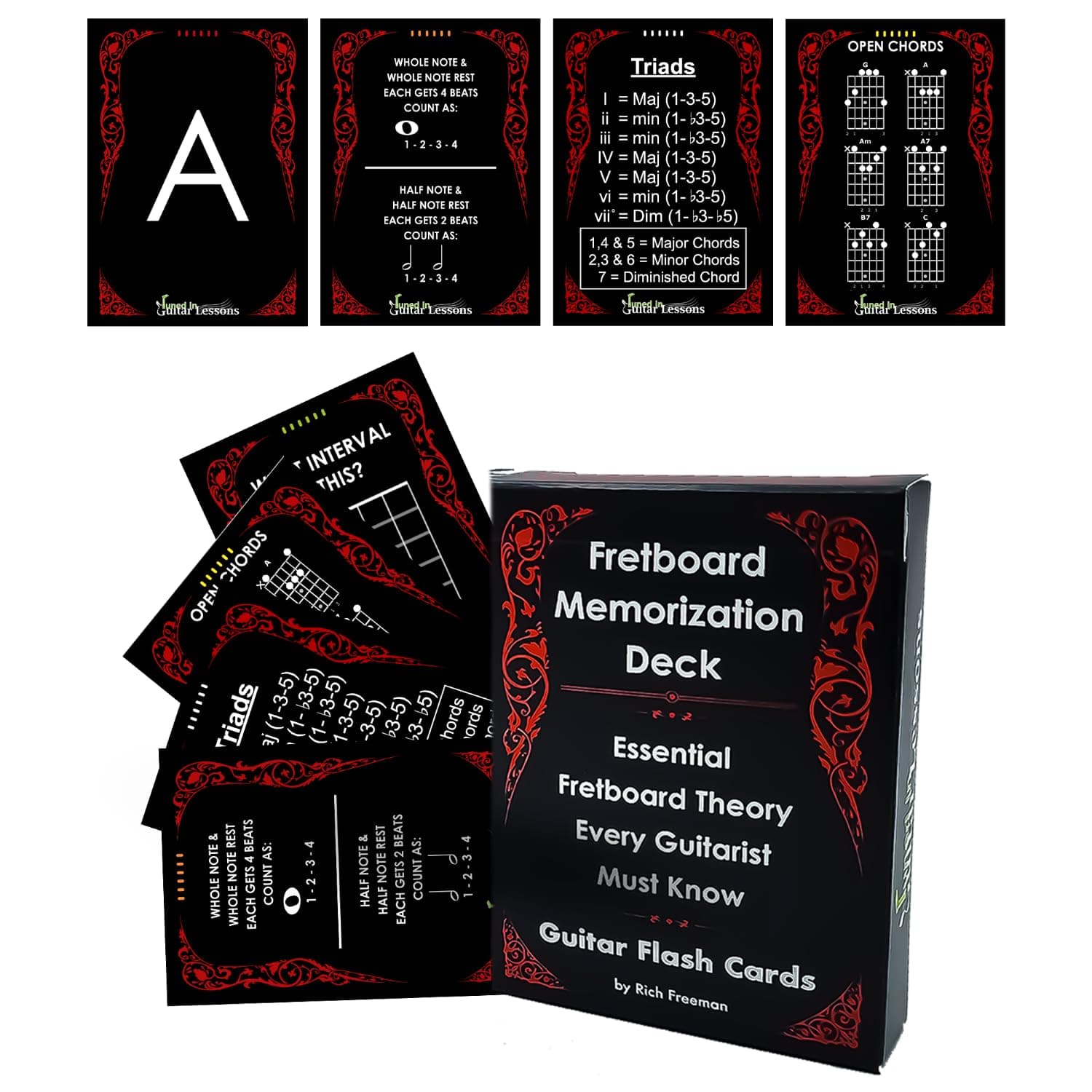 Fretboard Memorization Deck | 54 Flash Cards | Great Learning Gift for Guitar Players & Teachers, Music Theory, Alternative to Stickers & Posters