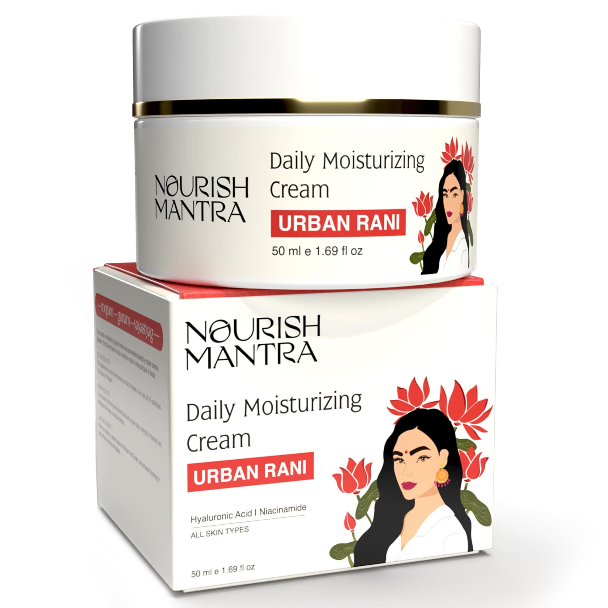 Nourish Mantra Urban Rani Daily moisturizer Cream|face cream for women daily use| face moisturizer for dry skin |face cream for winter|With Hyaluronic Acid, Niacinamide & Sea Buckthorn|for All Skin Types/Hydrates & Improves Skin Texture-50ml