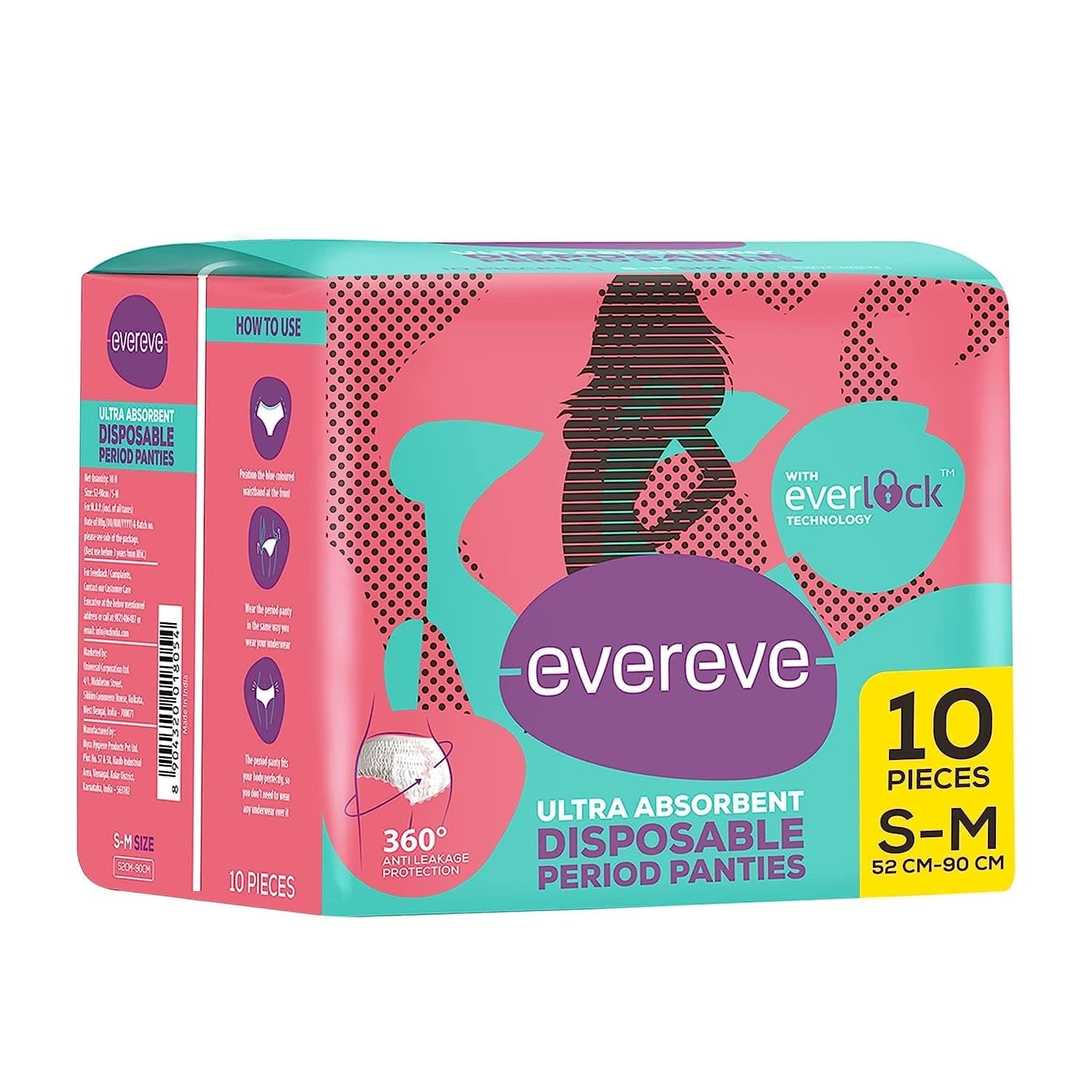 Evereve Ultra Absorbent, Heavy Flow Disposable Period Panties for Sanitary 360 Degree Protection Size - S-M (10 Panties)