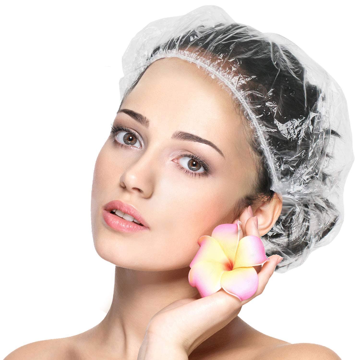 eAmaze Shower Cap (Pack of 100) Free Size - Reusable Shower Caps for Men Women, Larger Thicker Waterproof and Individually Wrapped, Hair Bath Caps for Hotel and Spa, Hair Salon, Home Use, Portable Travel