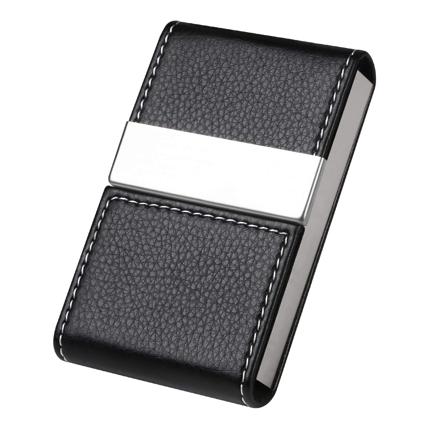 flintronic® Business Card Holder | PU Leather Credit Card Holder | Magnetic Buckle Stainless Steel ID Case | Name Card Case for Men/Women, Travel and Work, #1 Black, One Size, 经典的
