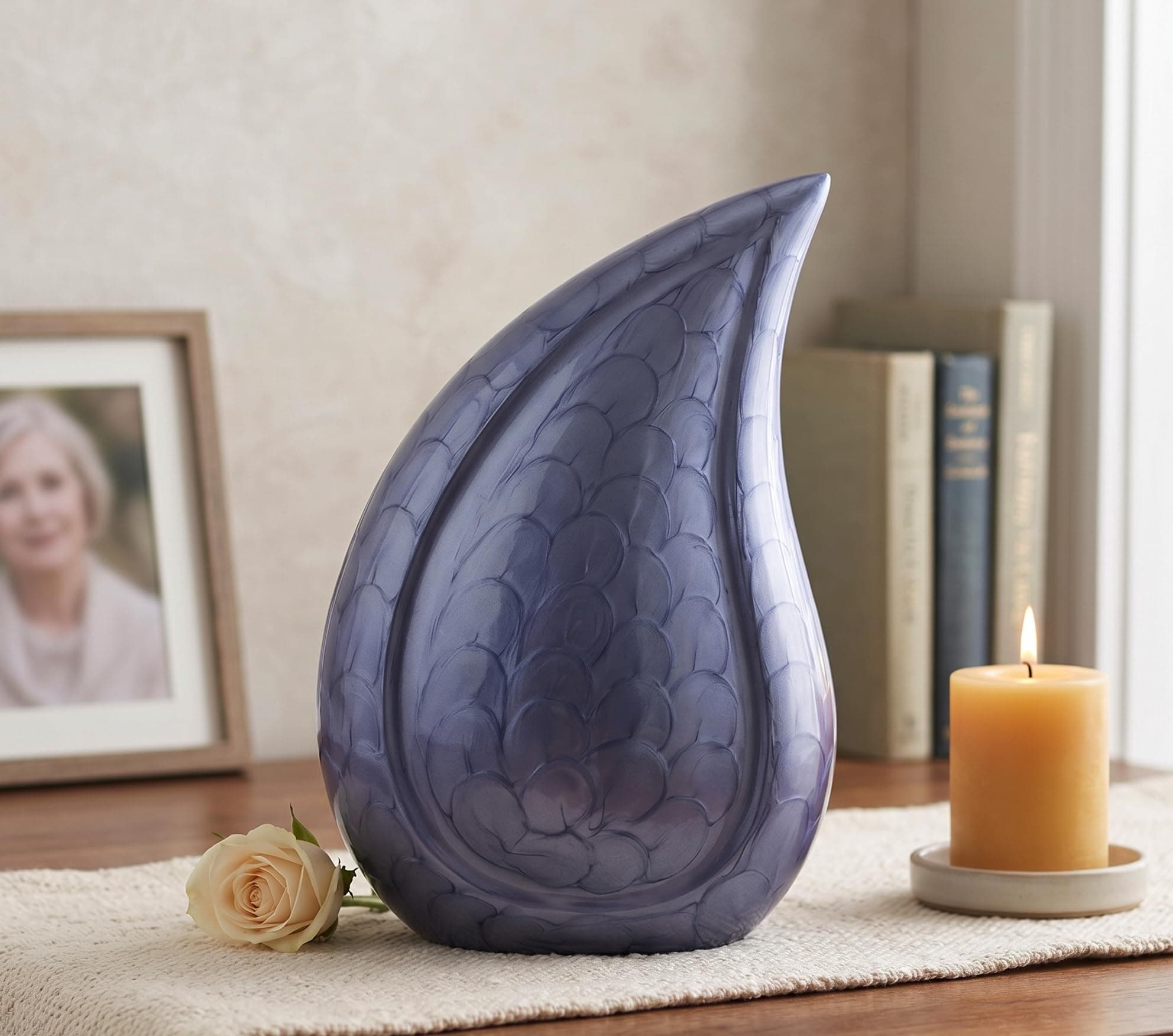 eSplanade Cremation Urn Memorial Human Ashes Container Jar Pot | Burial Funeral Urns | eardrop Cremation Urn -Purple- 10" Inches