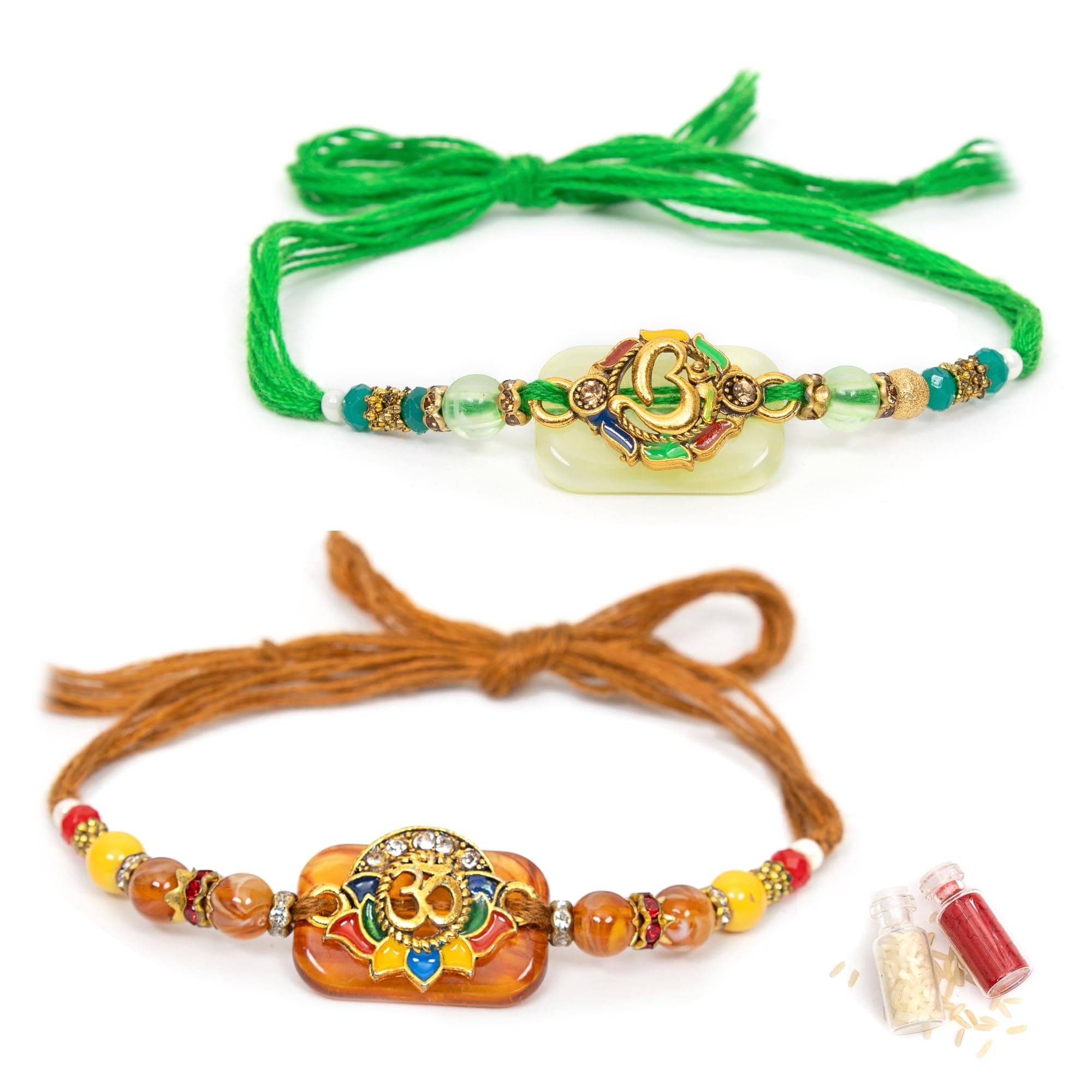 To The Nines Rakhi for Brother with Tilak Material and Greeting Card - Pack of 2 Rakhi