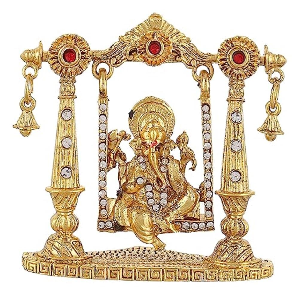 SoilMade Brass Jhoola Ganesh, Multi Colour Colour, Pack of 1 by Pick Use, Make in India, Medium (K_Ganesh_CF-1-120)