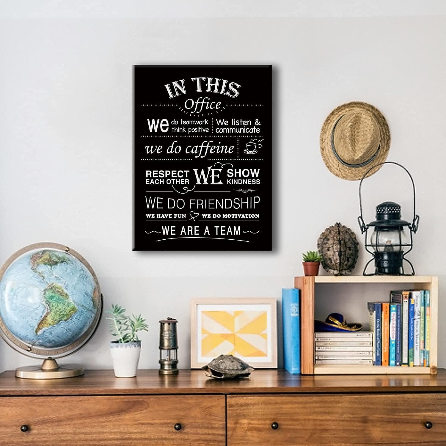 In This Office We Do Teamwork Motivational Quotes Framed Canvas Wall Art- Office Posters Décor 11.5" X 15"