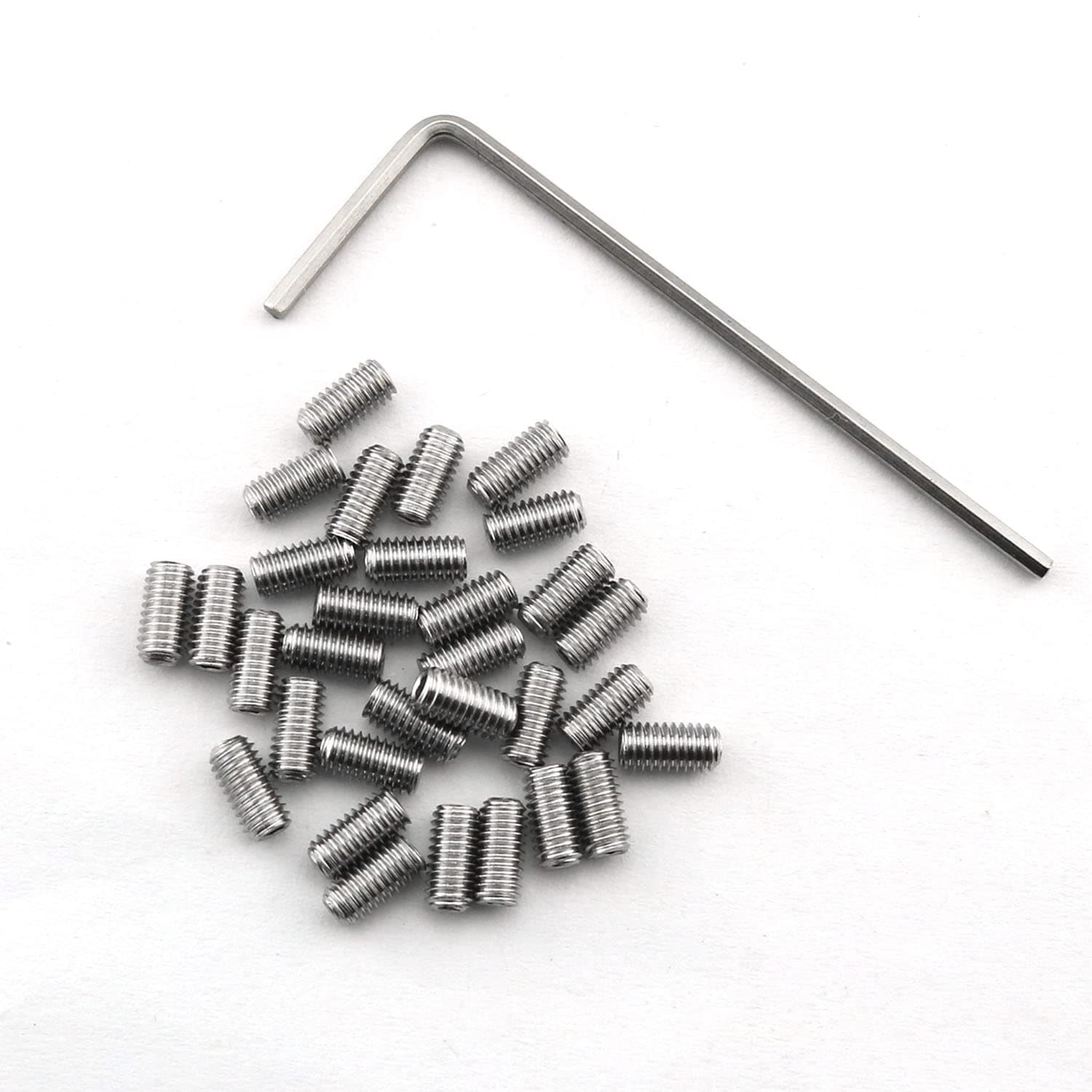 DGBRSM 30pcs Stainless Steel Guitar Bridge Saddle Height Adjustment Screws with Wrench, M3x6