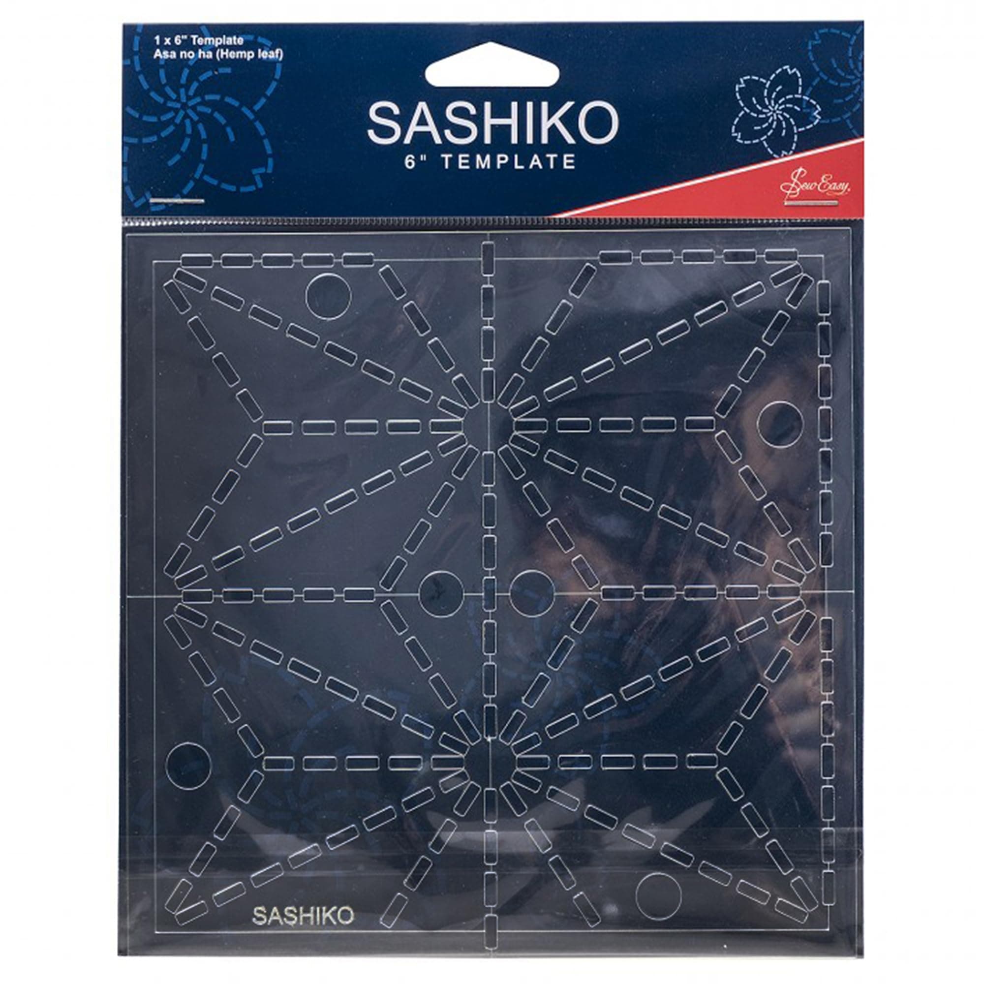 Sew Easy Sashiko Embroidery Template 6 x 6in ASA No Ha (Hemp Leaf)